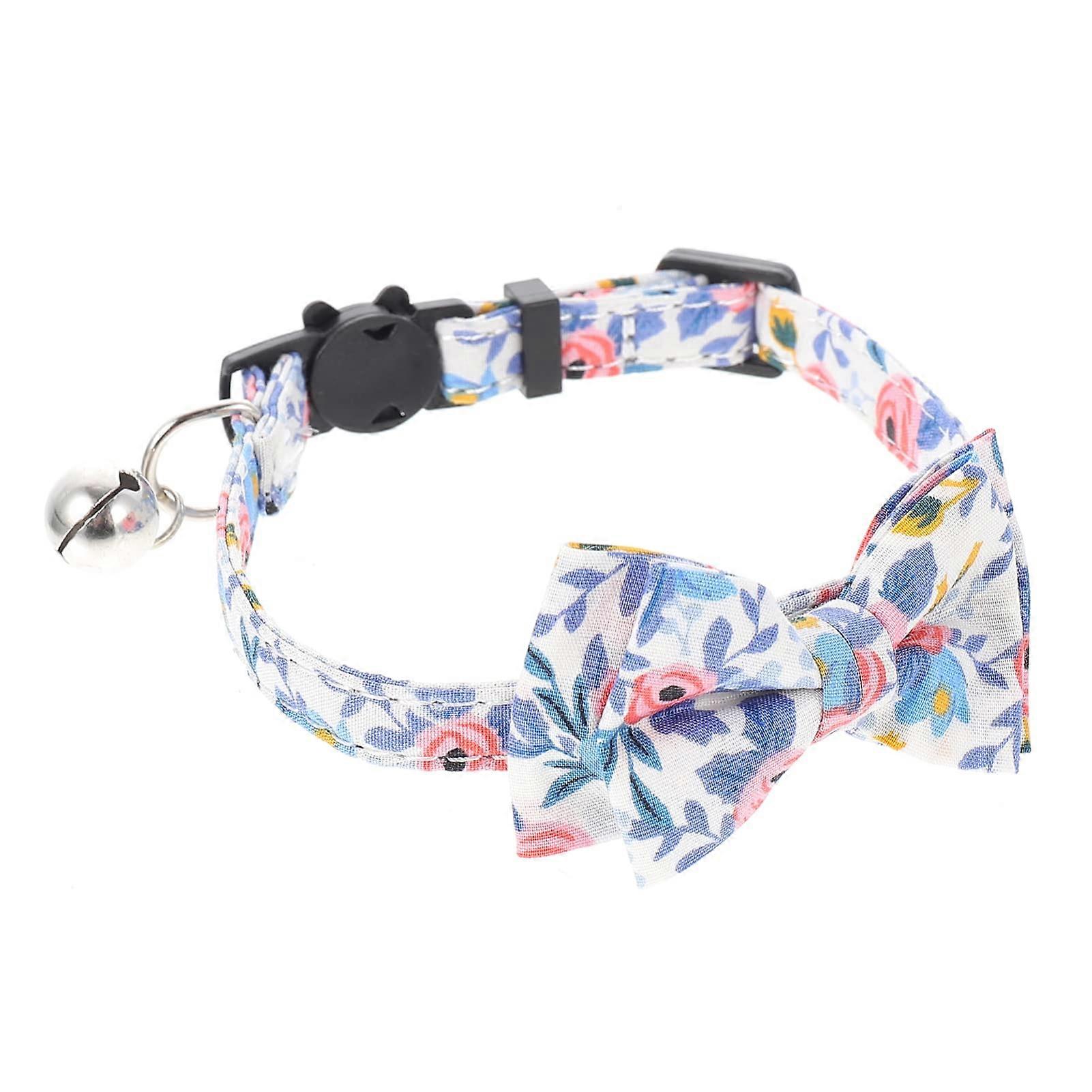 Flower Pattern Adjustable Safety Cone Collar with Blue White Bow Tie