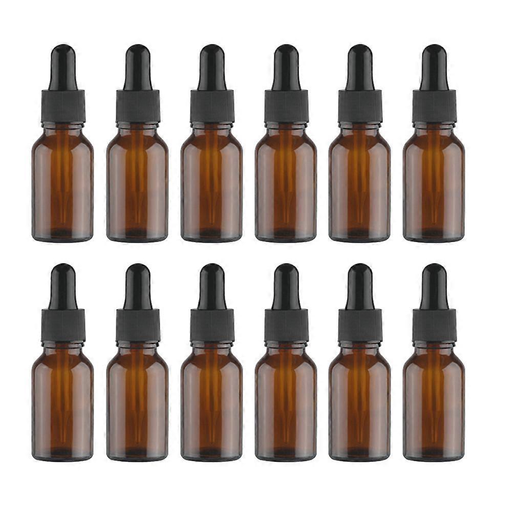 12pcs Women's Retro Brown Glass Essential Oil Bottles for Perfume Aromatherapy – Stylish & Functional Design for Travel & Decoration