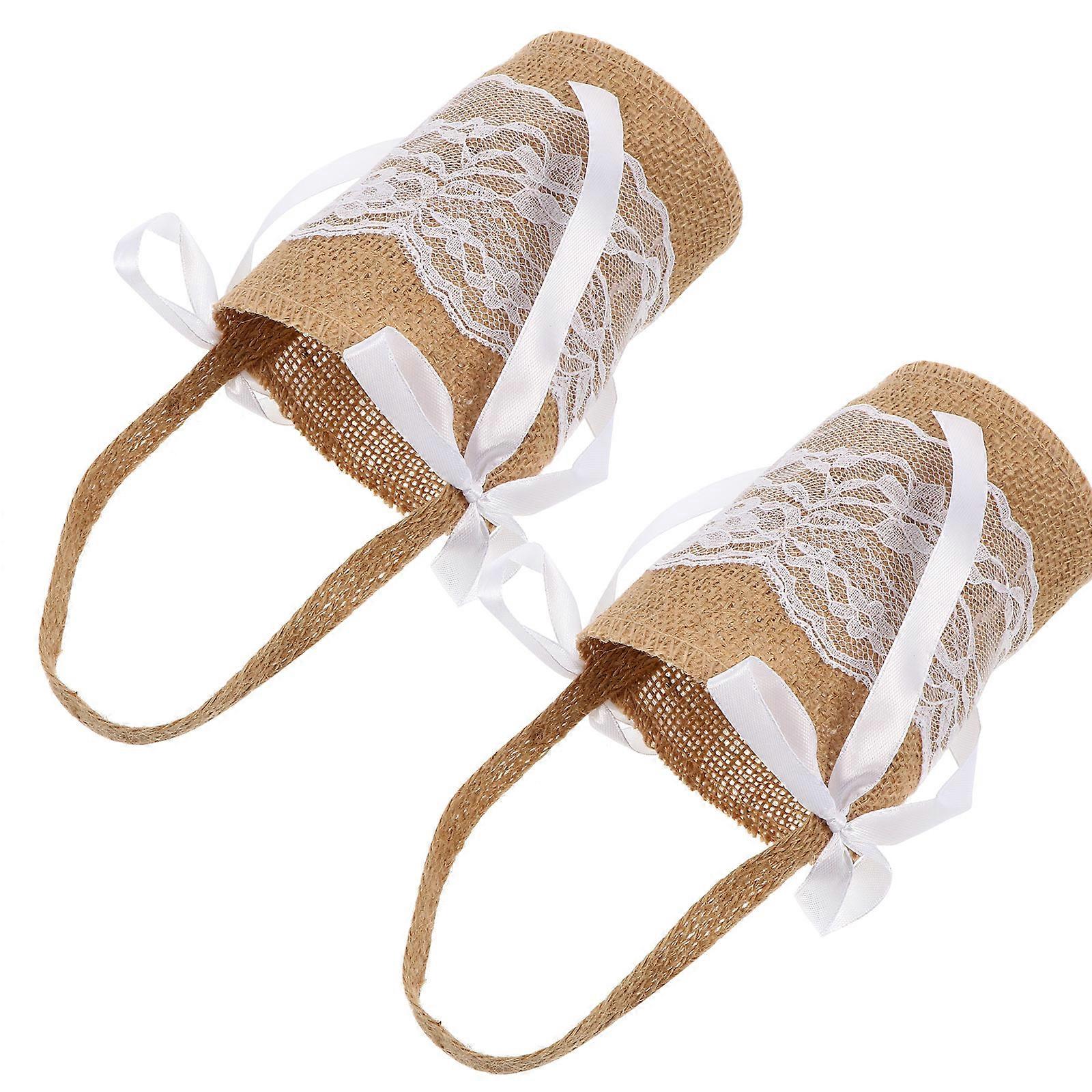 Photography Prop Linen Bag for Storage 2Pcs Assorted Color Candy Basket