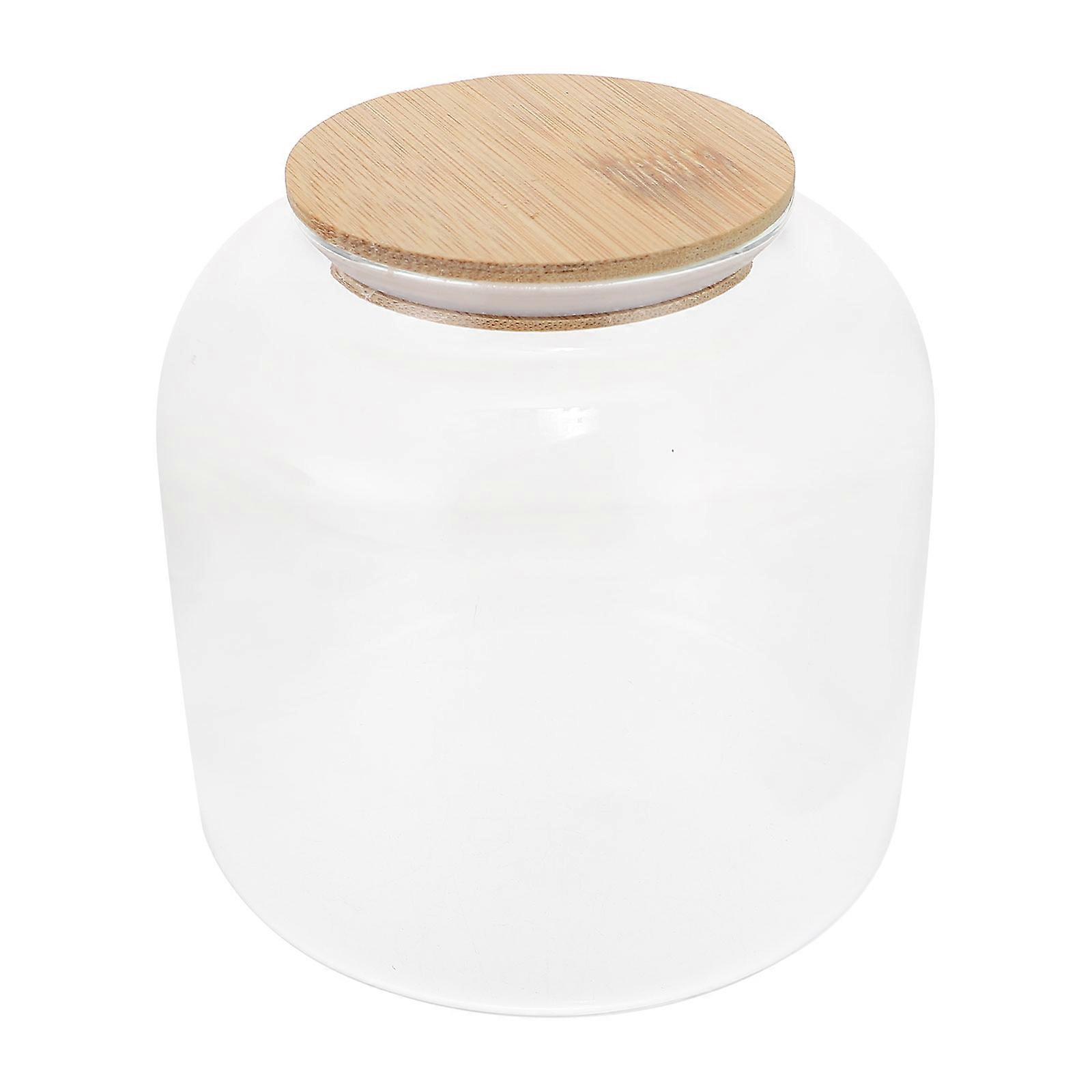 Storage Jars With Airtight Lids Tea Storage Jar For Home Use Transparent Glass And Wood Multi-Function 1Pc