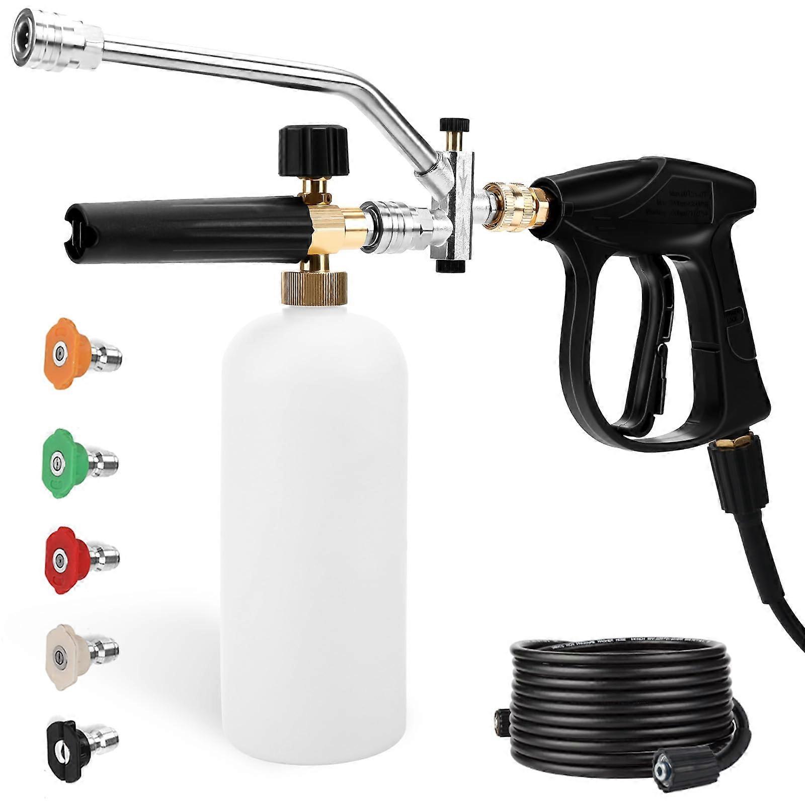 Pressure Washer Foam Cannon Gun 5800 PSI 25 Ft Hose Dual Connection Accessories 1/4 In Swivel Quick Connect