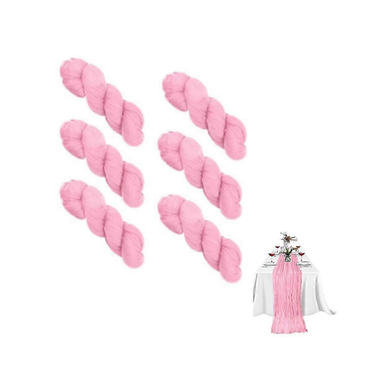 عداء طاولة من القماش القطني الوردي 6 عبوات ، 35x120In بوهو ستايل لديكور الزفاف واستحمام الطفل