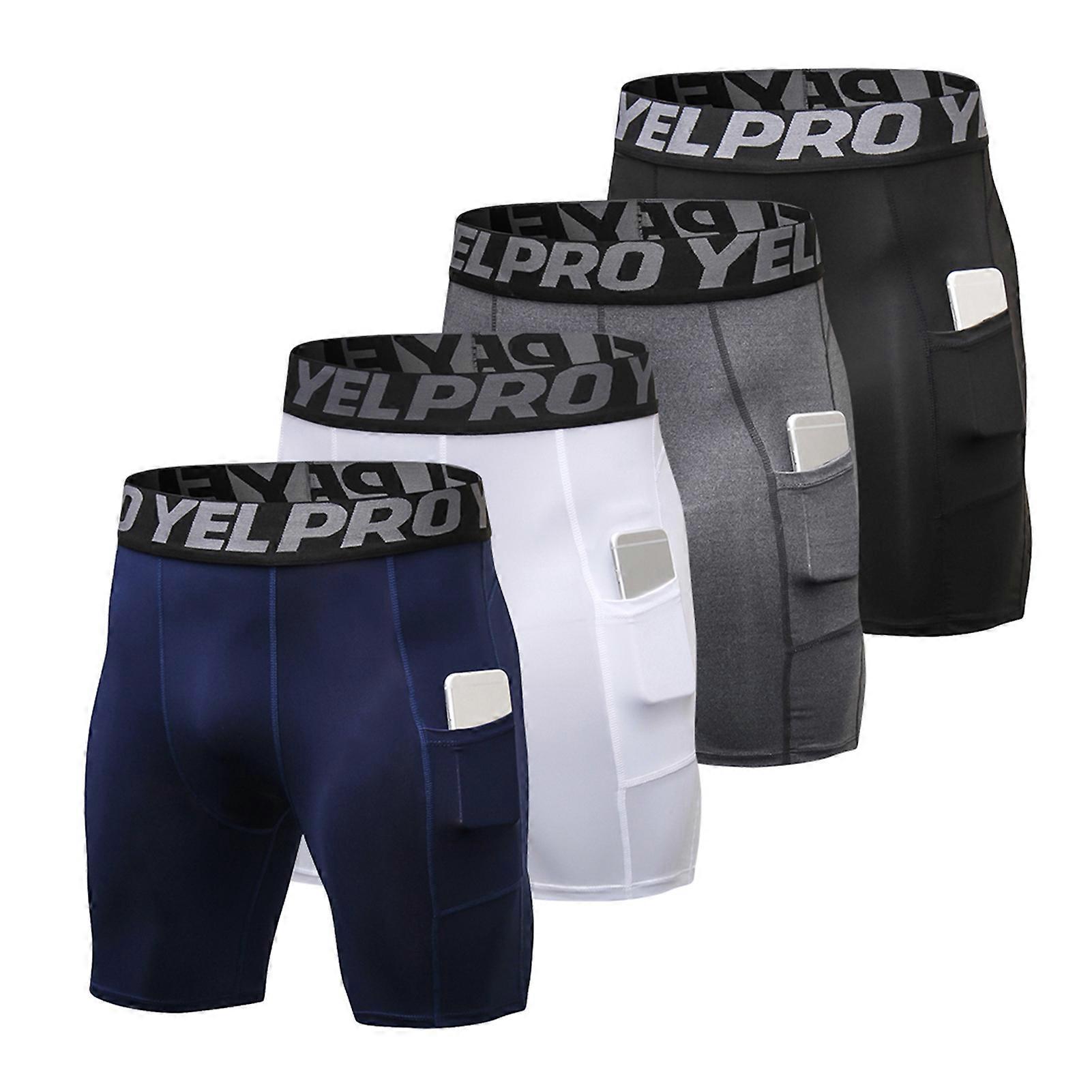 4 Packs Men Elastic Shorts Active Workout Underwear with Pocket