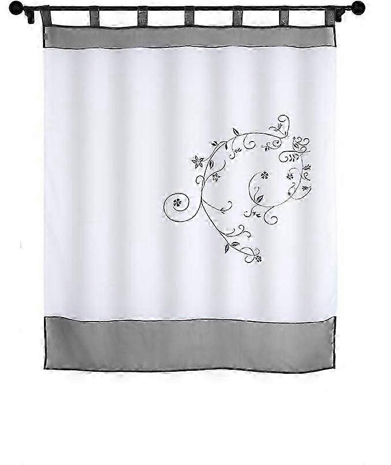 Cortina de Flor Bordada 140x145cm Cinza