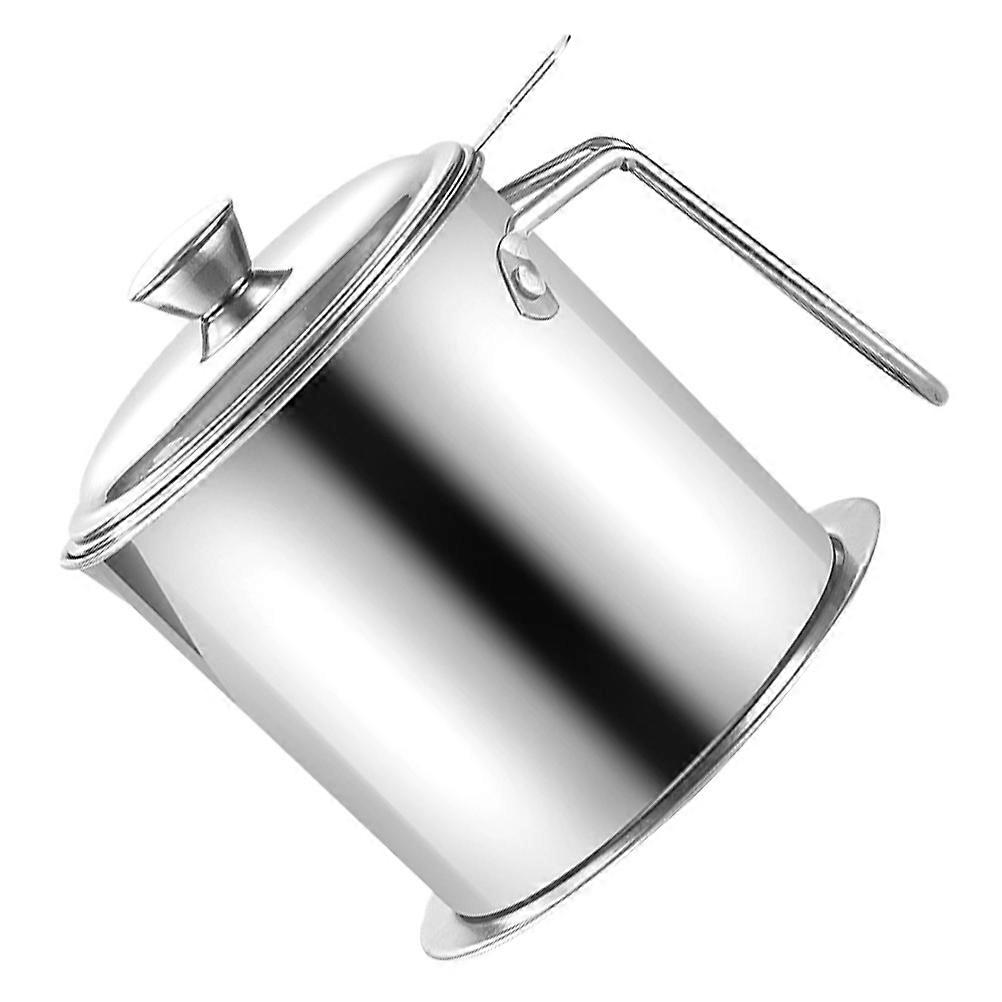 Stainless Steel Oil Filter Pot with Strainer, Non Skid Base, Rustproof, Multi Purpose for Cooking Oil, Bacon Grease, and Seasonings