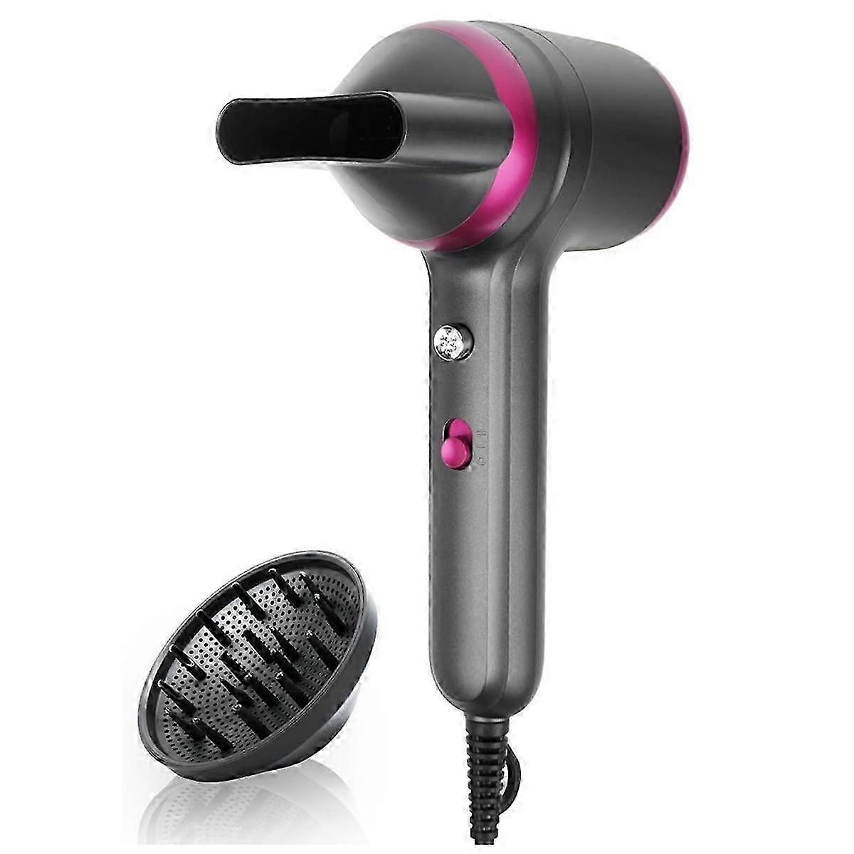 Ionic Hair Dryer with Diffuser for Thick & Curly Hair - Fast Drying EU Plug Blow Dryer for Women