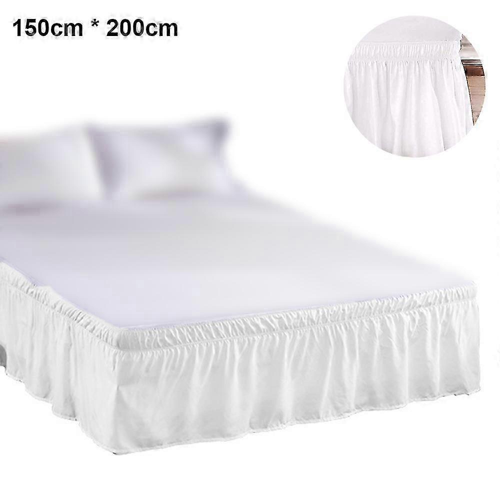 Bed Skirt WhiteWrap-Around Dust Ruffles, 150*200cm Drop Easy-Instal...