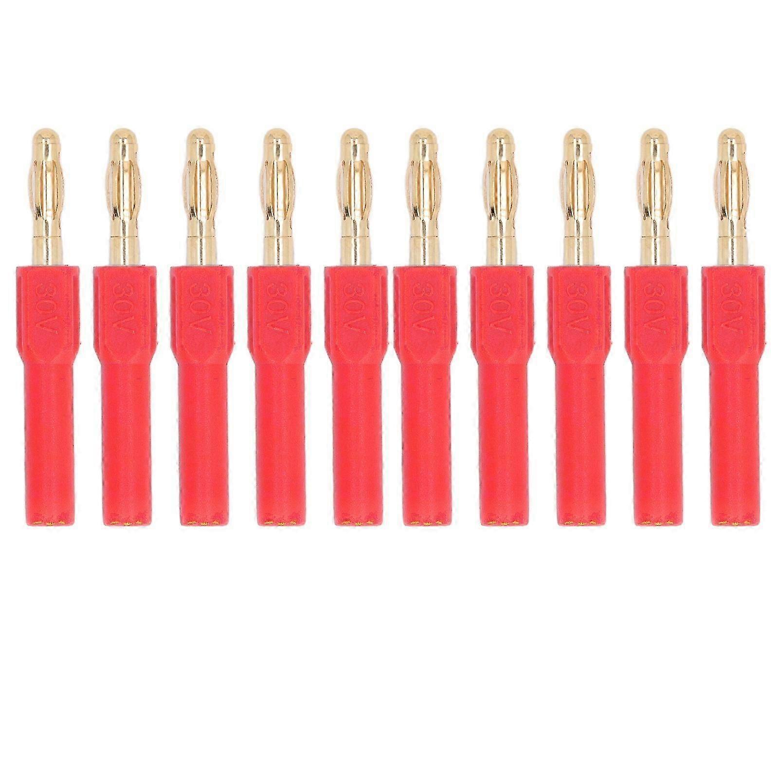 10個バナナプラグ4.0mmオス-2mmメスコネクタ30V AC 60V DC 32A(赤のテスト用)