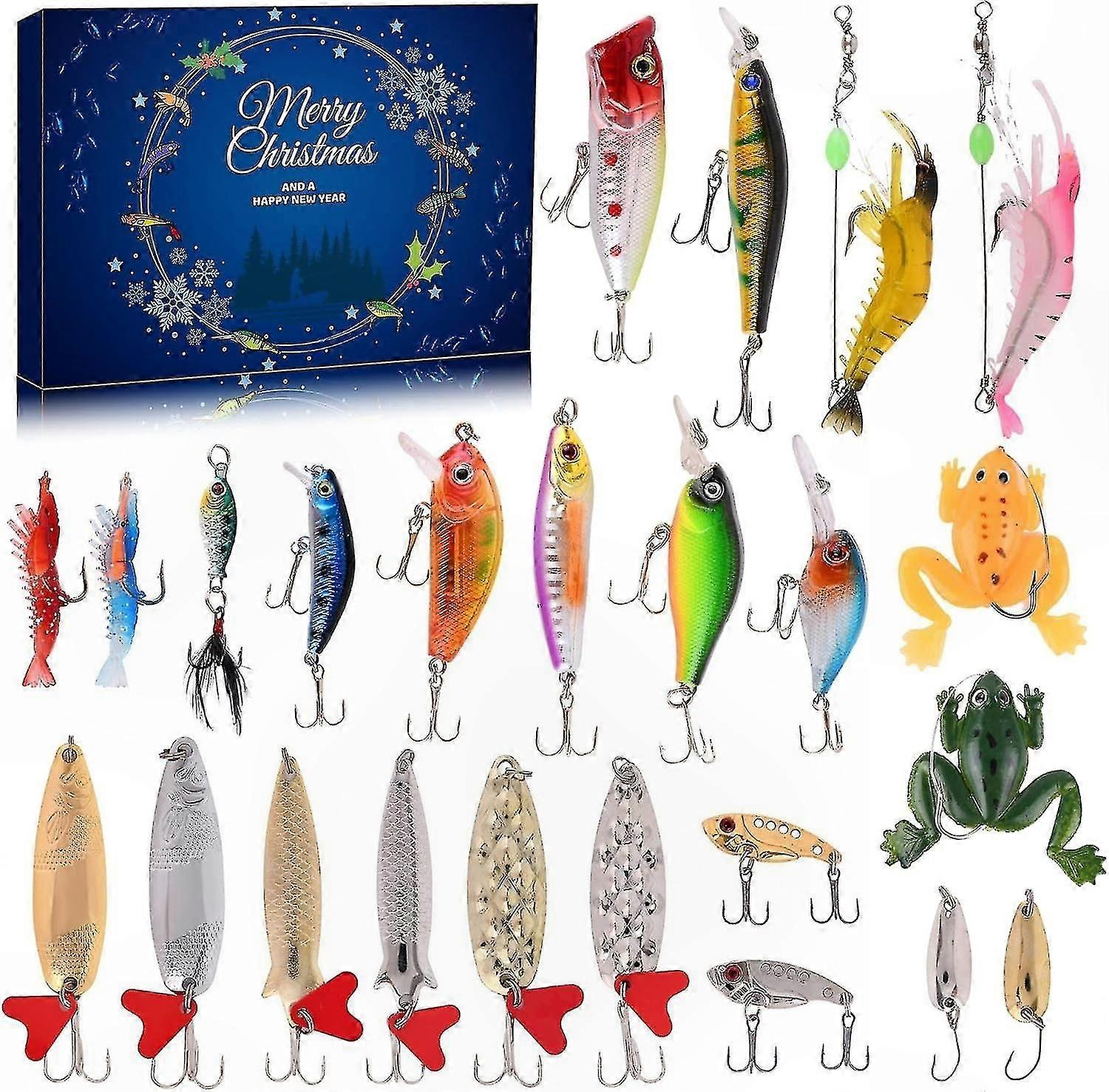 Fishing Themed Advent Calendar - 24 Day Countdown with Assorted Lures Set