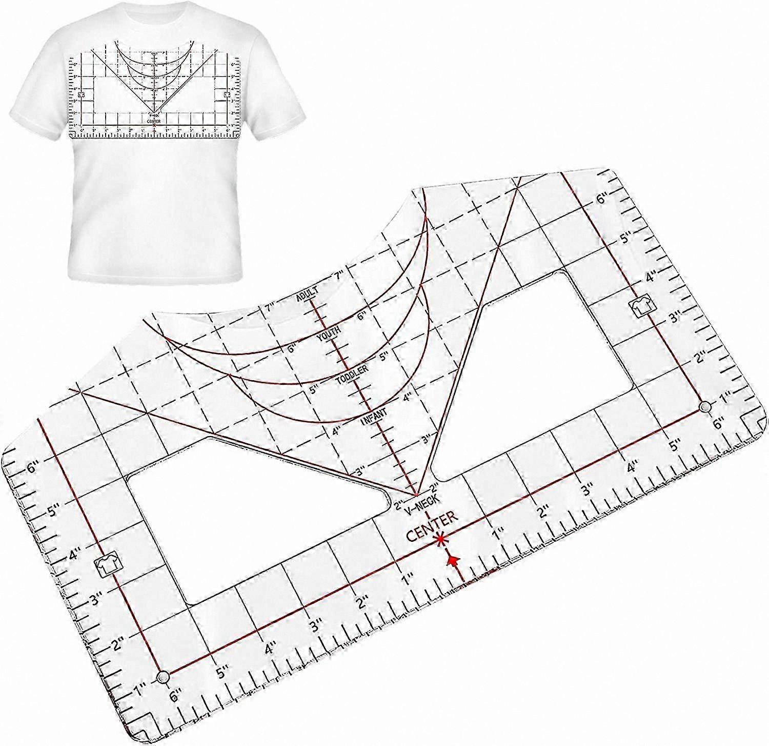 Craft Sewing Ruler for T-Shirt Alignment, DIY Cutting Tool for Clothing Design and Drawing Projects