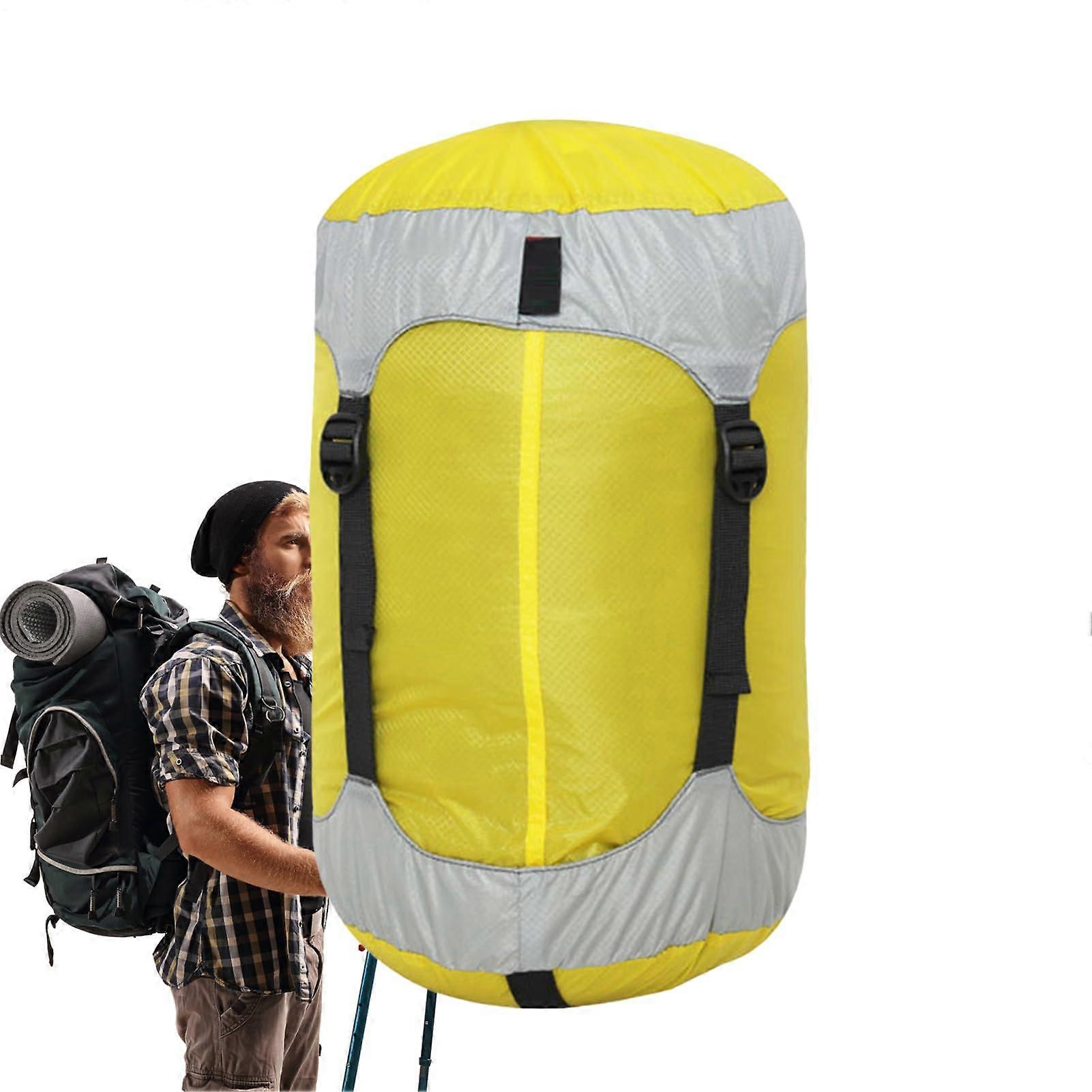 Compression Bags for Travel Lightweight Waterproof Nylon Drawstring Packing Cubes for Clothes Storage, Yellow