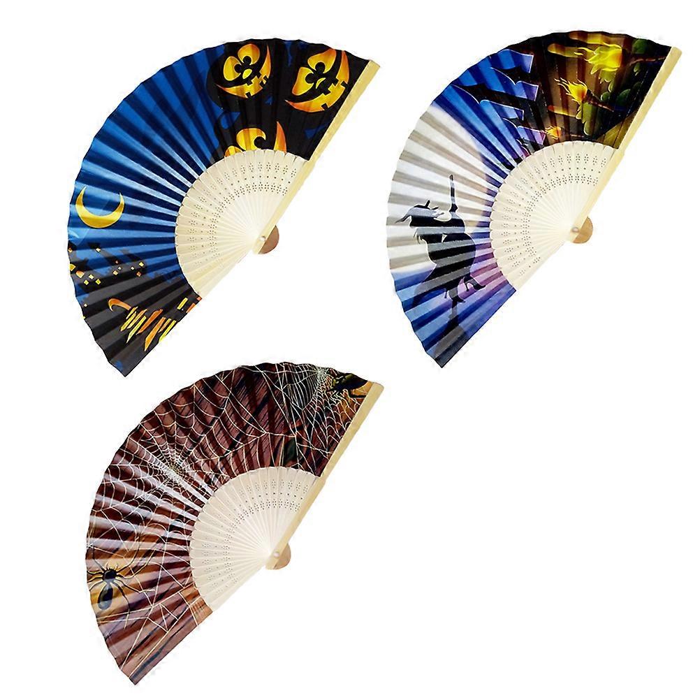 Paper Fans Party Decorations 3Pcs Halloween Folding Fans Creative Supplies For Halloween Parties Classic Design For Decorative Use