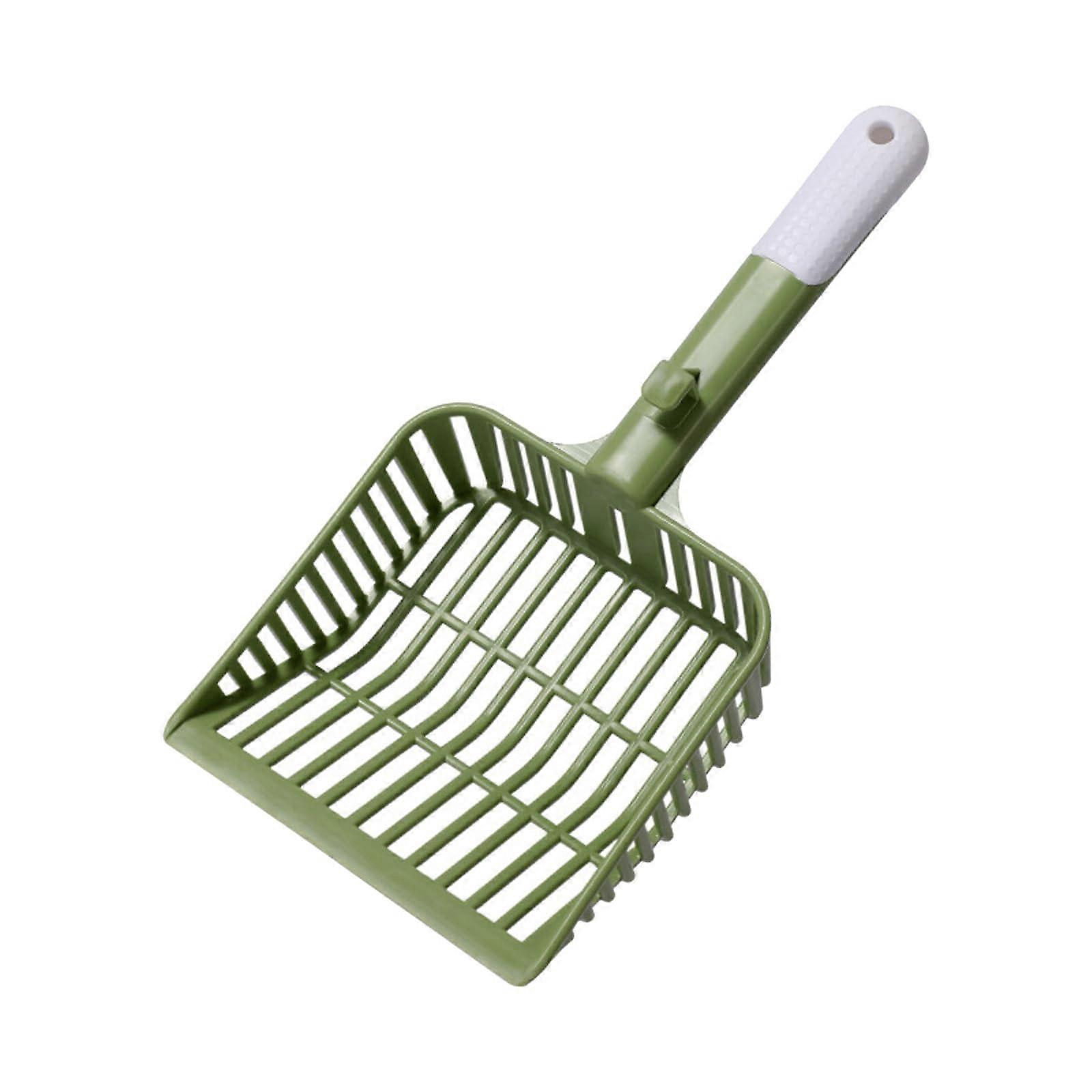 Cat Litter Scoop with Large Holes, Thickened and Sturdy with Holder, Ergonomic Handle (Green)