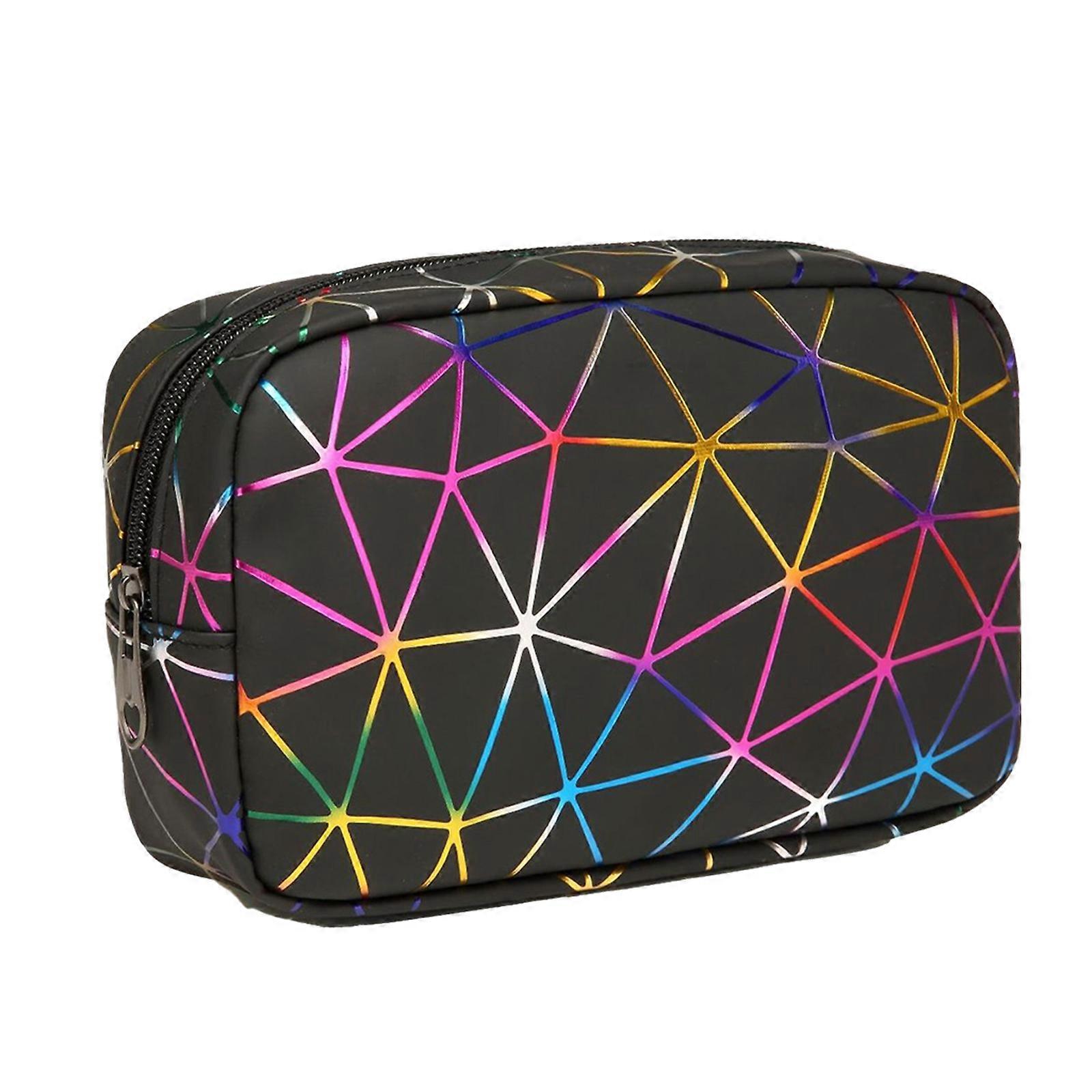 Spacious Travel Cosmetic Organizers Water Resistant Polyester Toiletry Bag with Multiple Pocket Designs for Daily Use  Colorful black