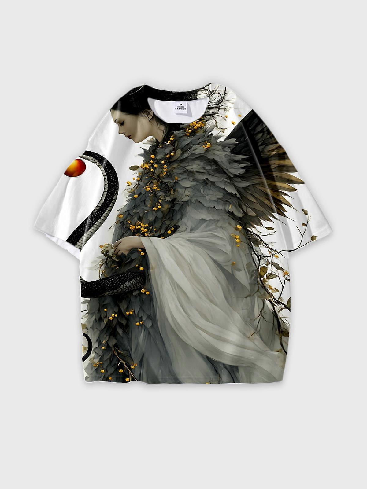 T-Shirt Short Sleeve Round Neck, Summer Casual Loose Graphic Tee, Unisex Pattern W2215