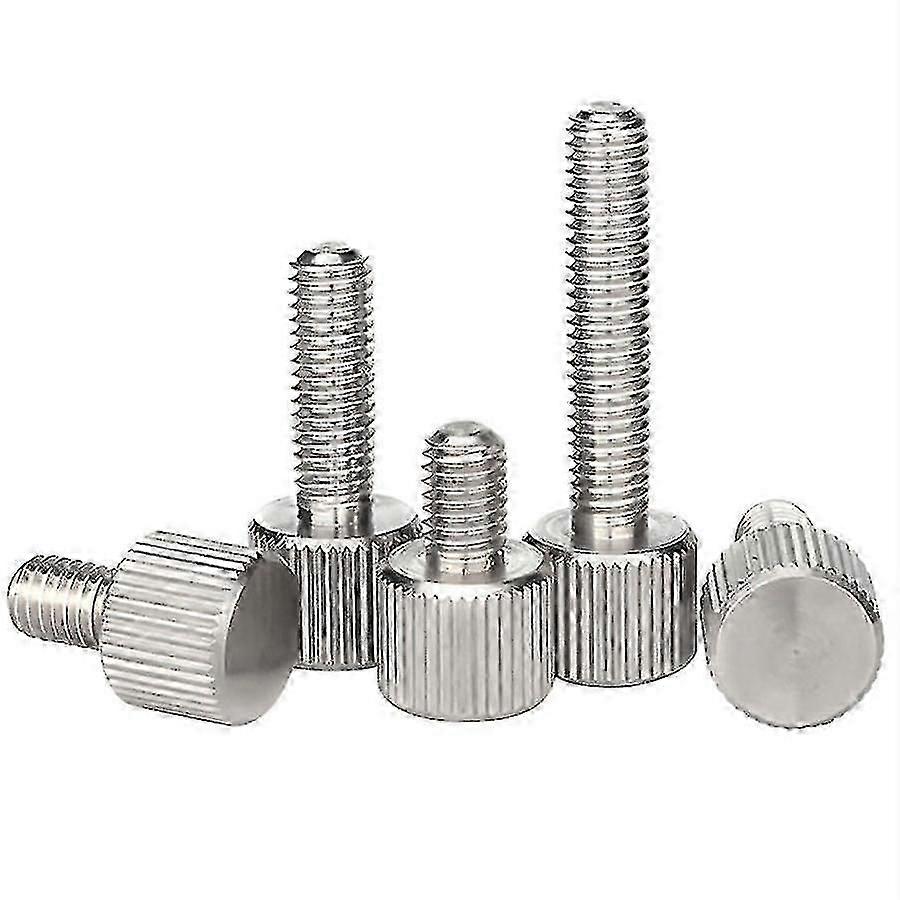 Vis à pouce en acier inoxydable moletée M3 M4 M5 M6 Vis à vis plate 20pcs