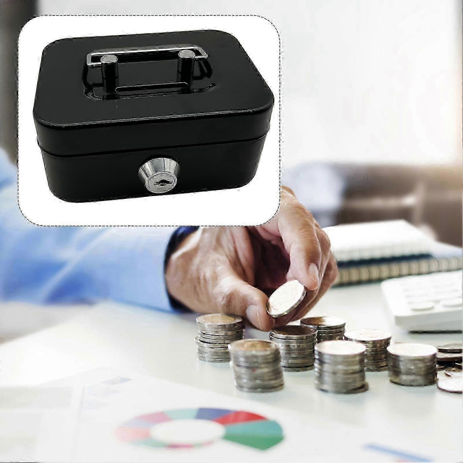 Metal Money Box with Key Safe Handle And Lock Design Metal Coin Bank for Collecting Cash Saving Box