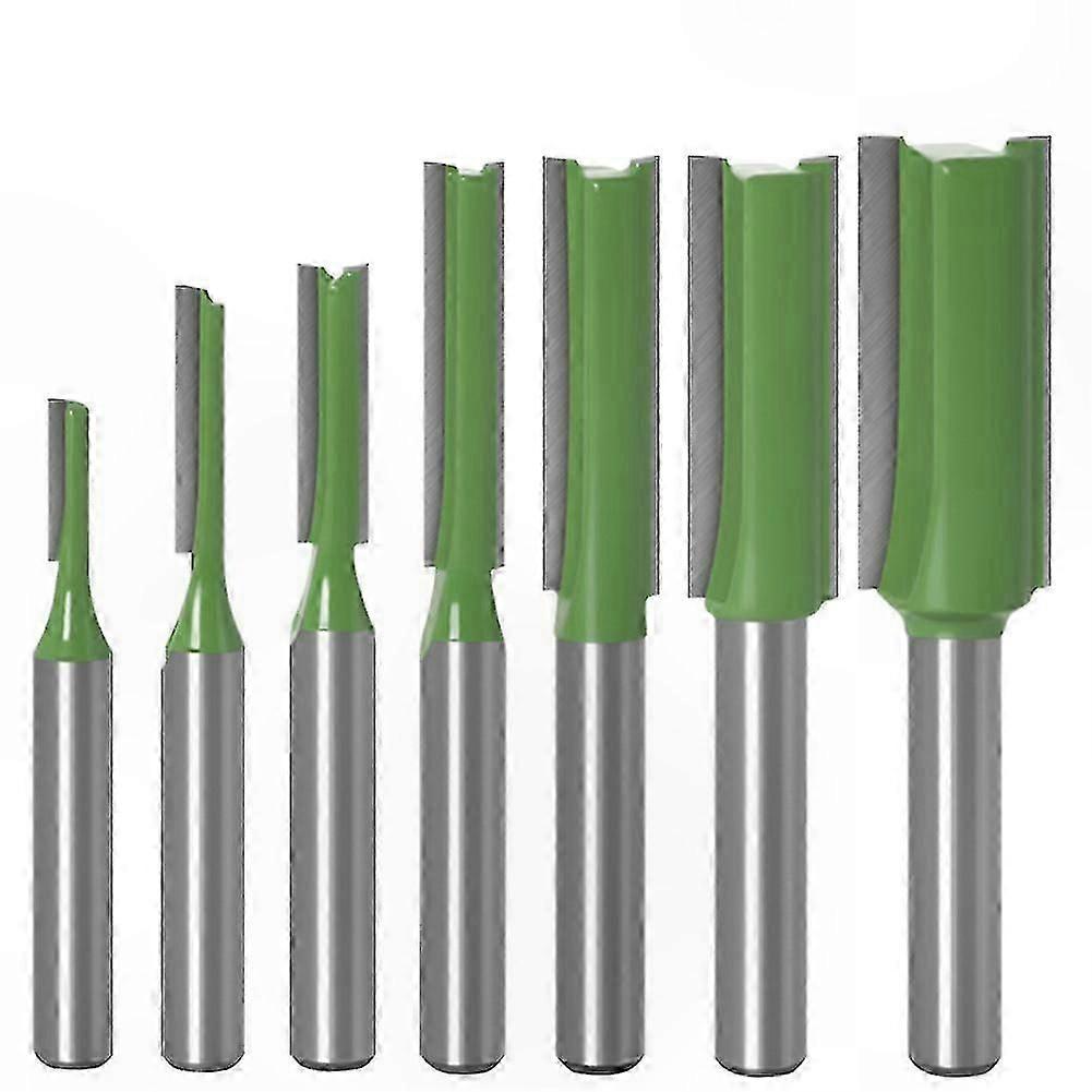 7-Piece 1/4 Inch Double Flute Straight Milling Cutter for Woodworking Router Bits and Tools