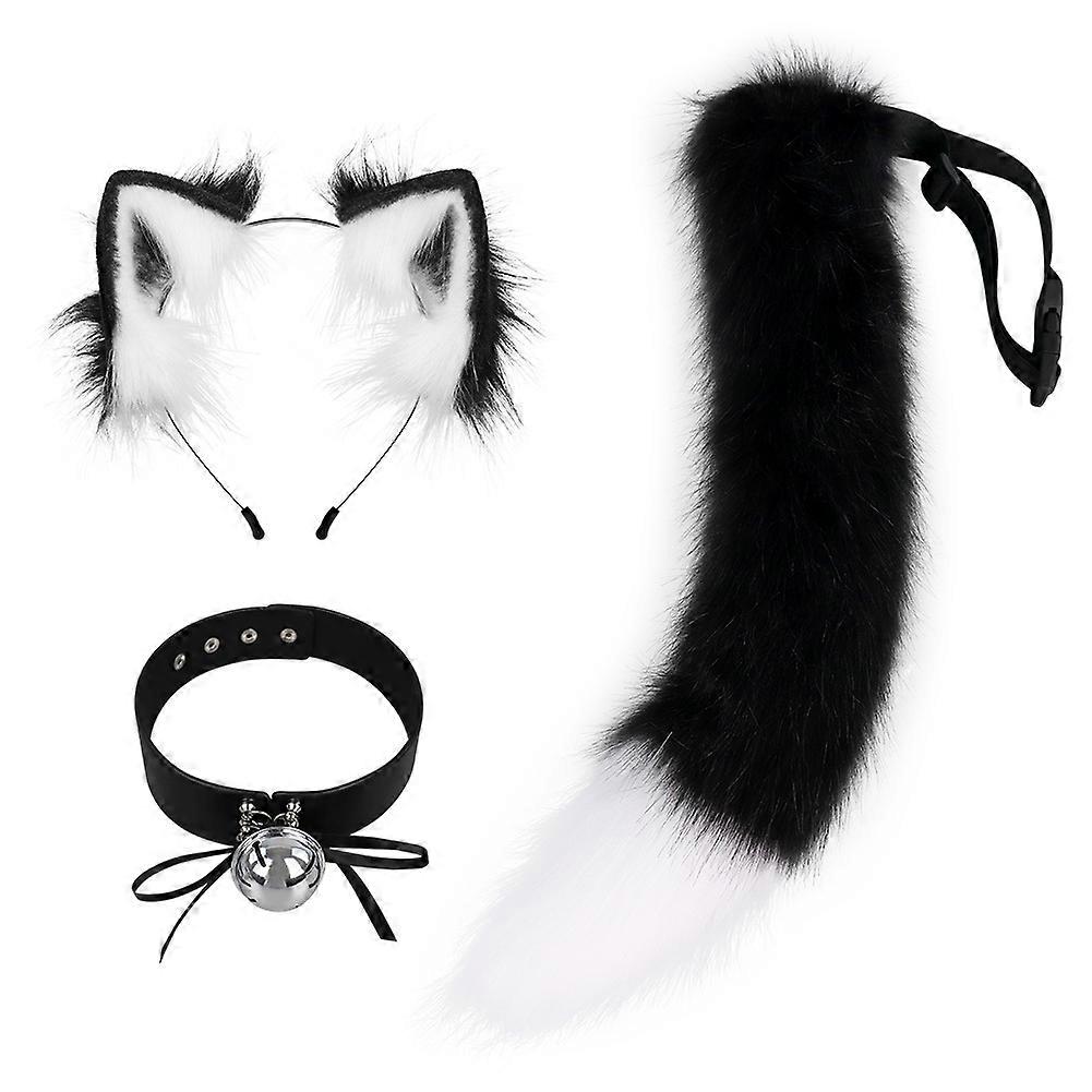 Handmade animal tail animal ears fox tail cos fox ears headband bell collar set lolita headband