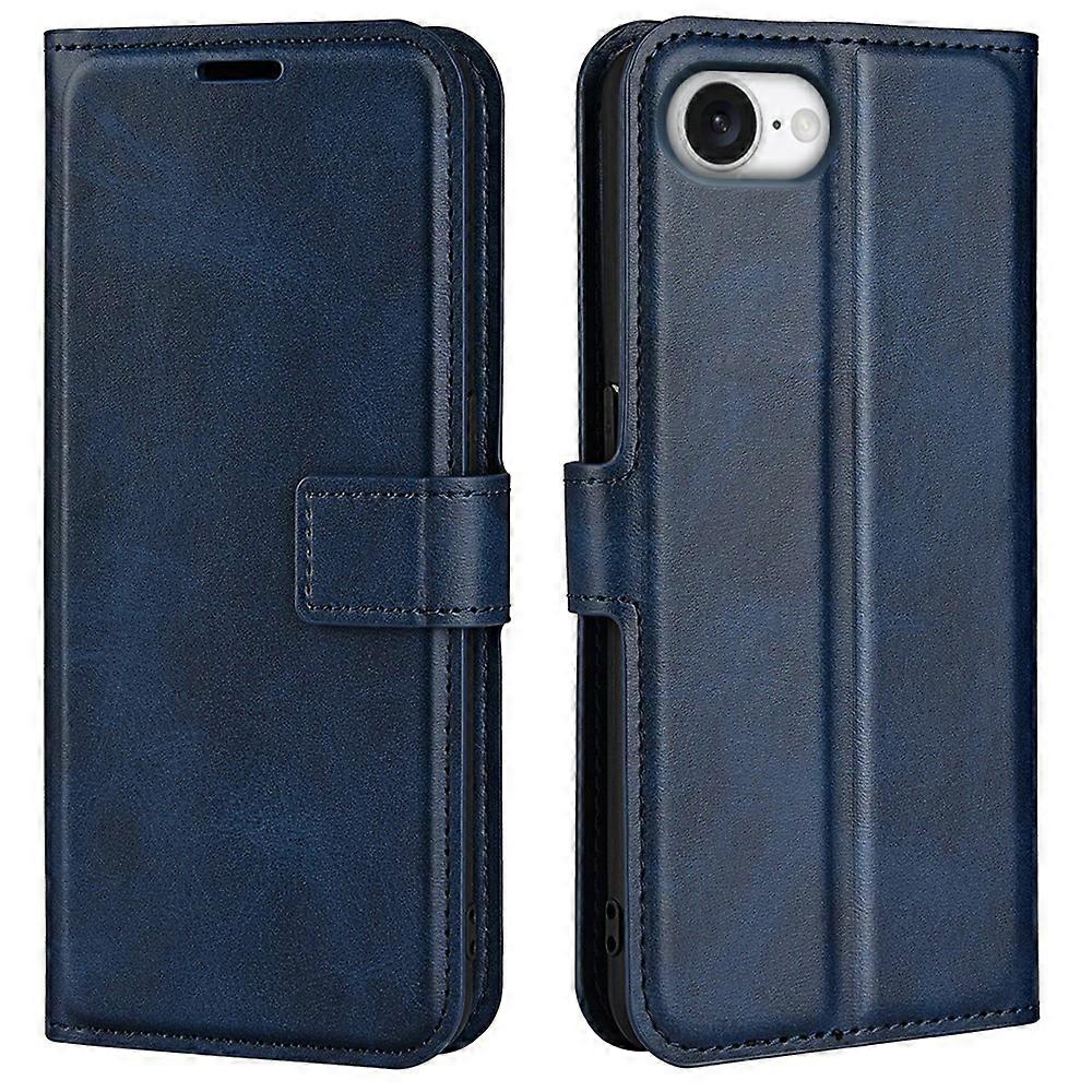 For iPhone 16e Stand Case Anti-Scratch Calf Texture Leather Phone Cover