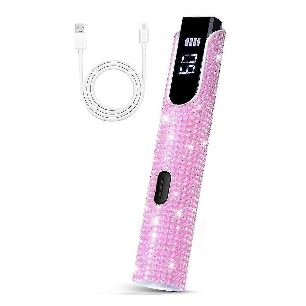 Handheld UV Light for Gel Nails, Pink Diamond Mini UV Light for Nails Cordless Nail Lamp Rechargeabl