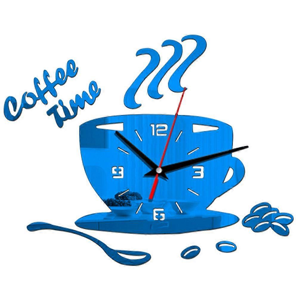 DIY Acrylic Wall Clock Modern Mute Coffee Time Clock Cup Shape Wall Sticker Hollow Numeral Clock
