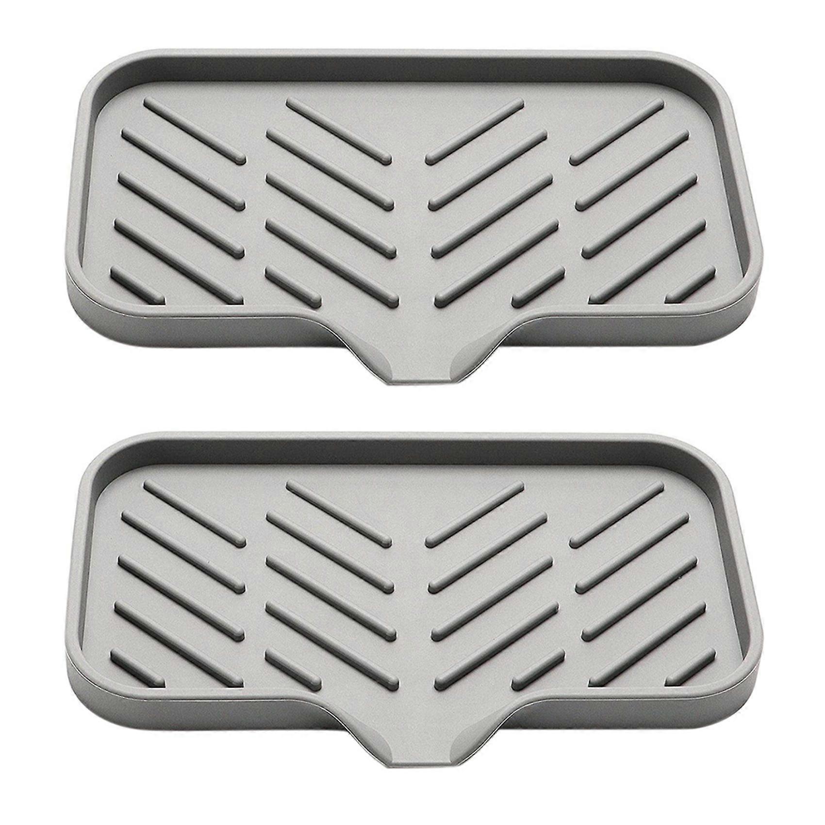 2X Silicone Kitchen Soap Tray, Sink Tray Drain Sponge Rack, Sink Storage Tray, Used for Sponge Soap