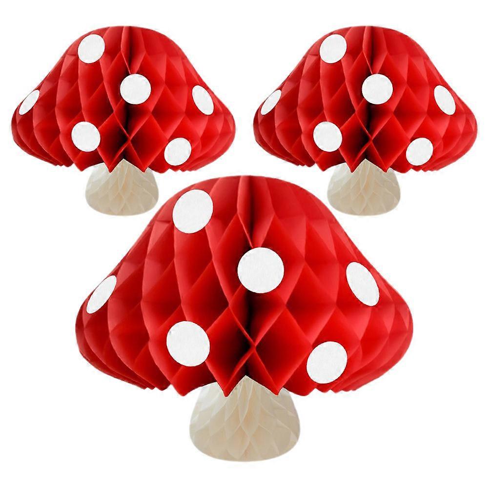 Mushroom Honeycomb Balls Hanging Decorations for 3Pcs Festive Party Decor