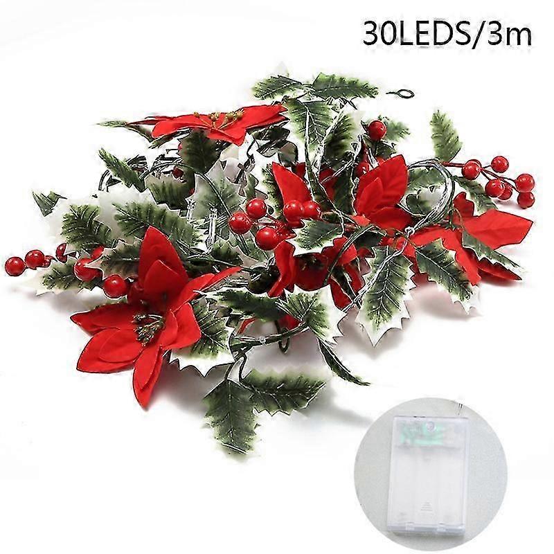 IP66 Waterproof Christmas Flower Vine LED String Light Xmas Party Decor with Battery Box