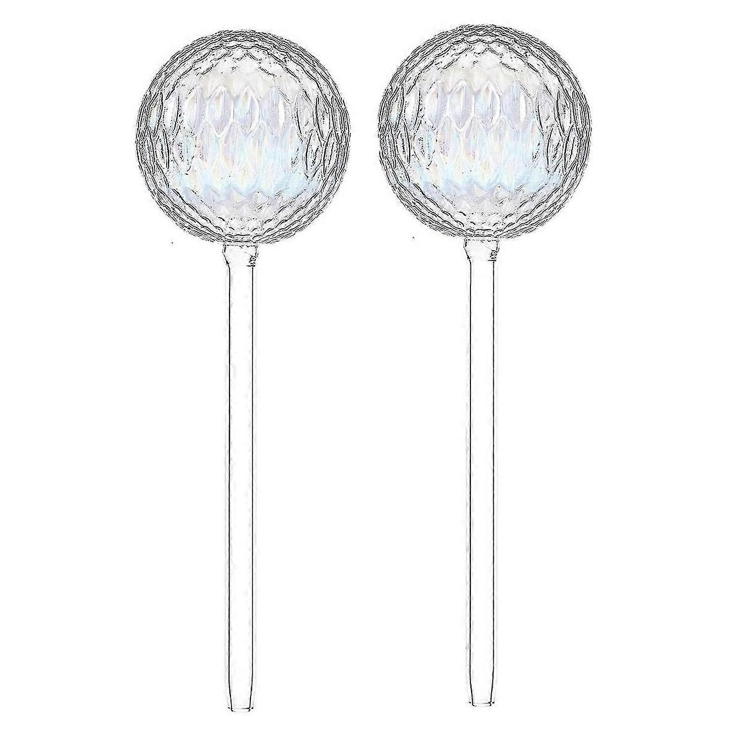 2Pcs Plant Watering Globes, Patterned Glass Rainbow Gradient