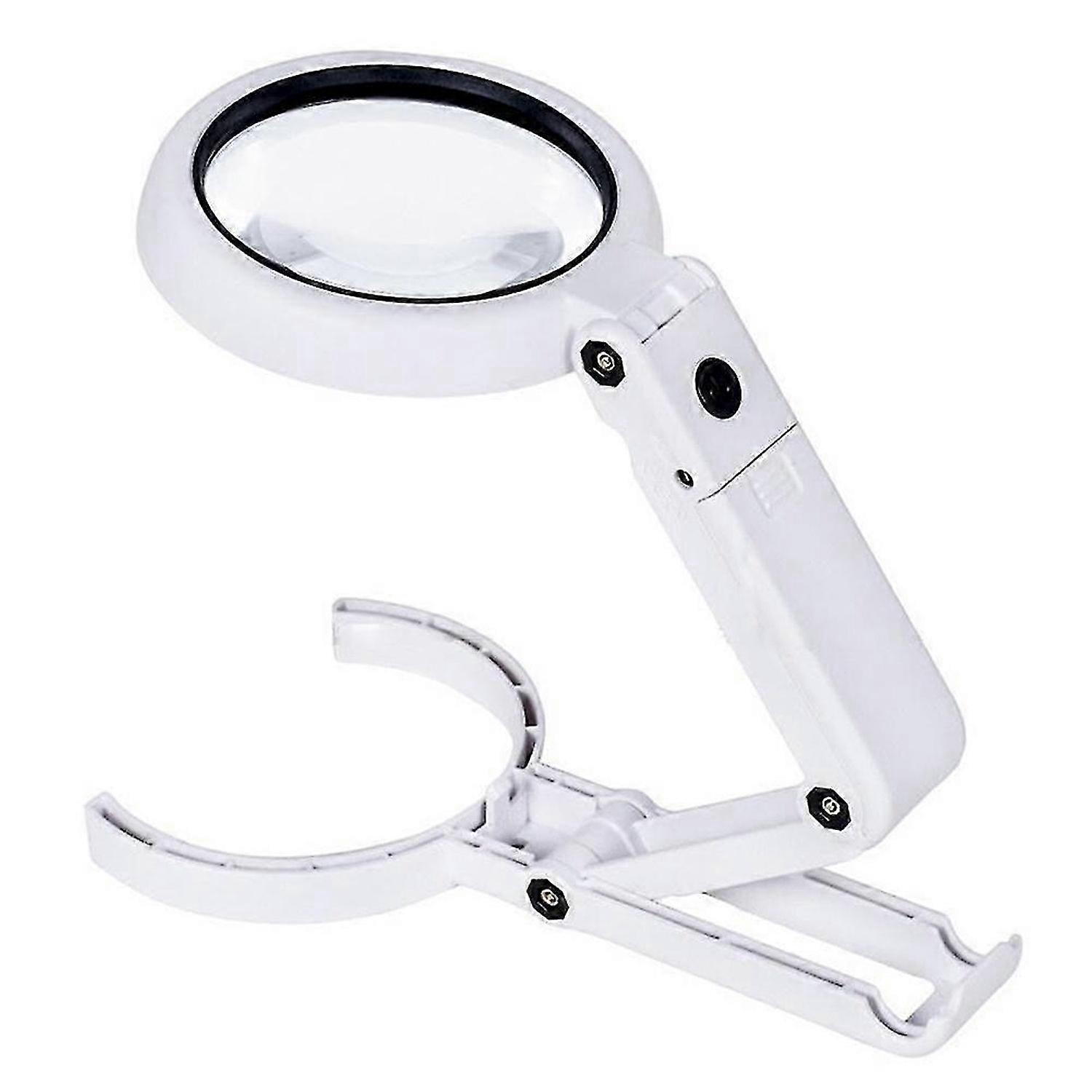 5/11x Magnifying Glass With 8 Leds Light Foldable Stand Table Magnifier Tool