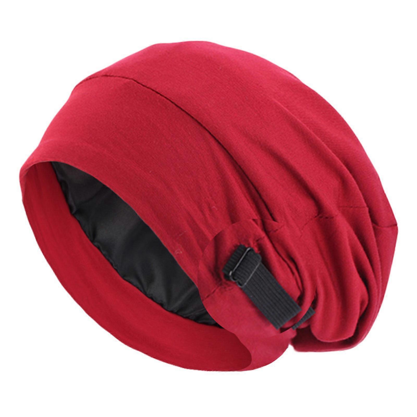 Modifiable Weave Headpiece Hat With Secret Ending Smooth Cotton Elastane For Men Women  Wine Red
