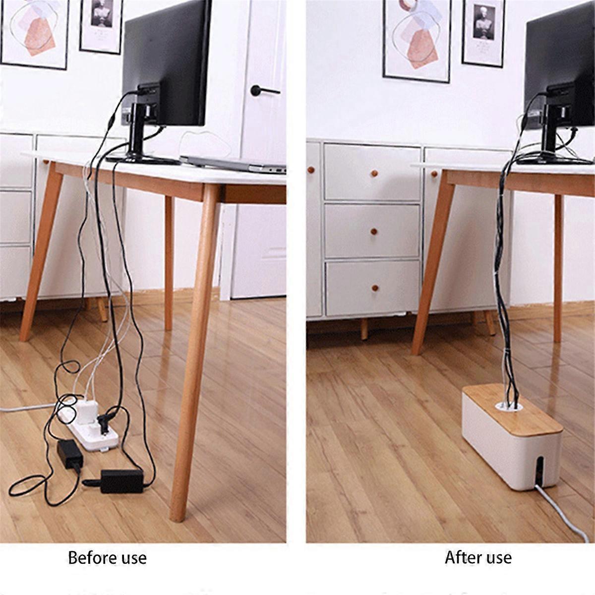 Wooden Cable Storage Box Power Cord Storage Box D