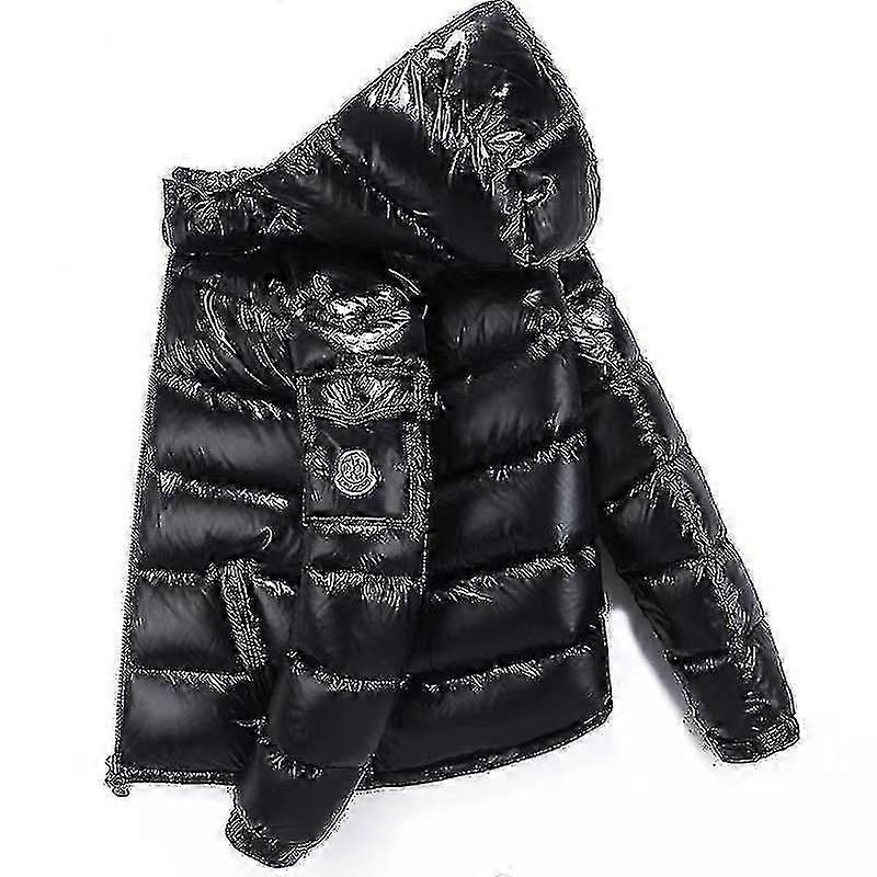 Men's Shiny Down Jacket Winter Jacket Stand-up Tie Hood Down Jacket