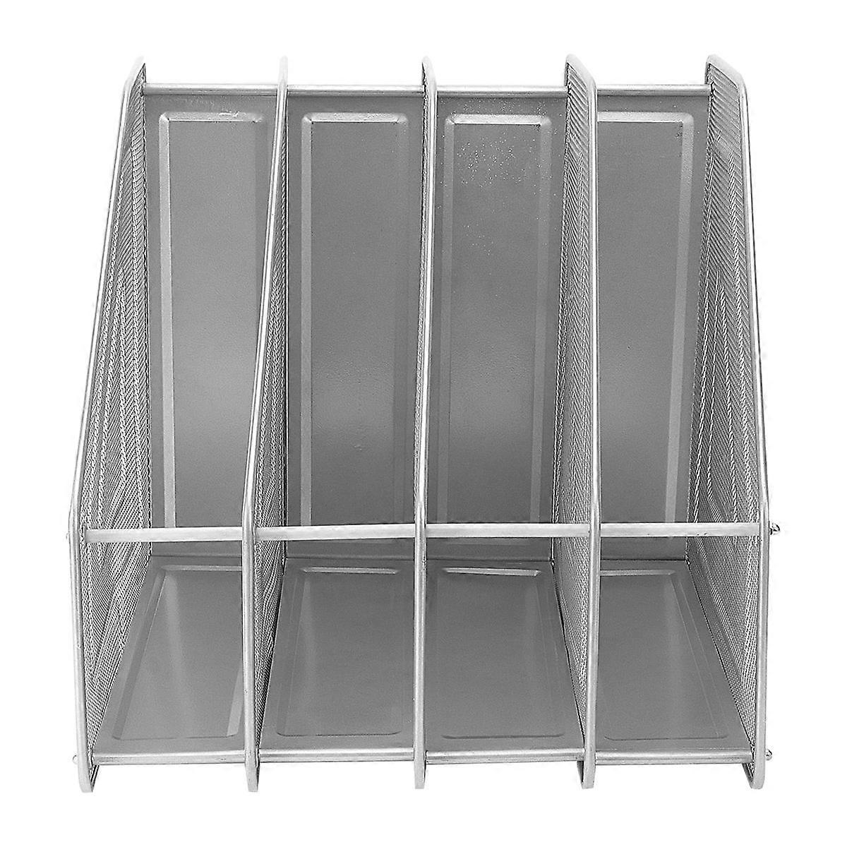 Document Organizer Silver Mesh Metal 4 Slot Folder Organizer Rack