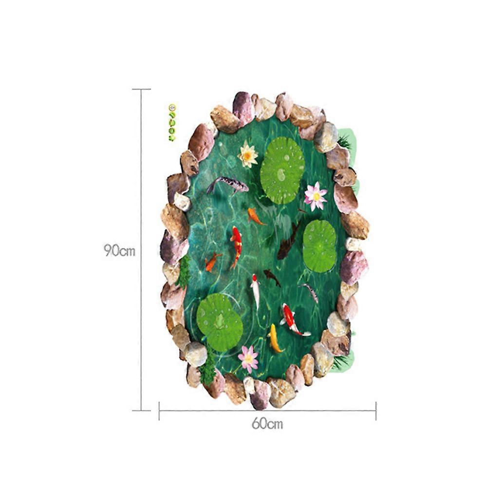 3D Stickers for Wall Decoration Pond Theme with Cracked Effect 1 Piece