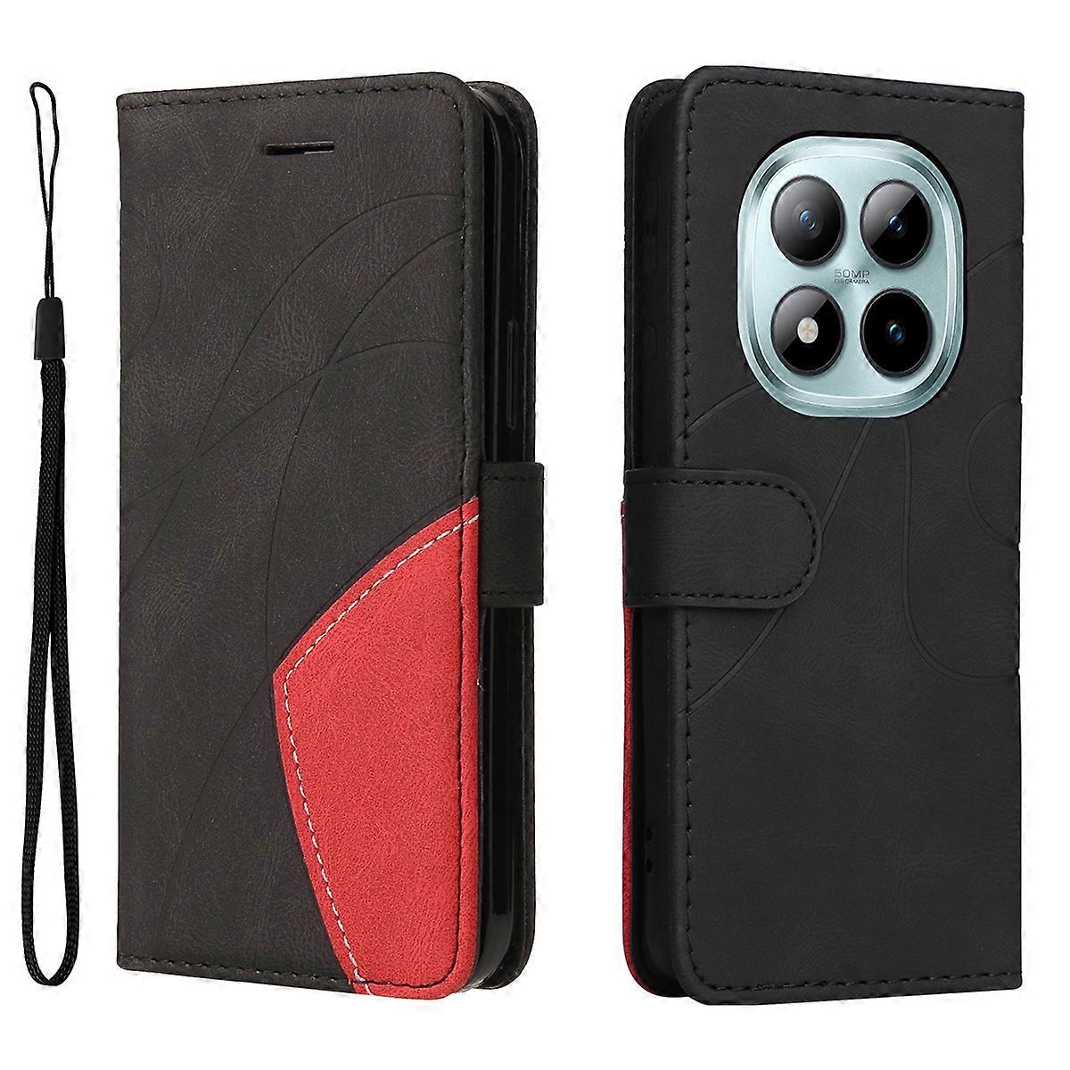Compatible For Xiaomi Redmi Note 15 Pro+ 5G Leather Phone Case Stand Wallet with Bi-colour Splicing Design