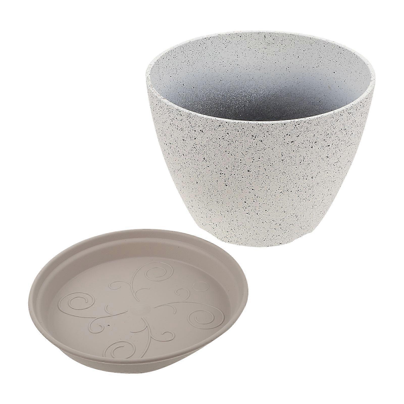Resin Flower Pot with Tray for Storing Durable 1Set White Color