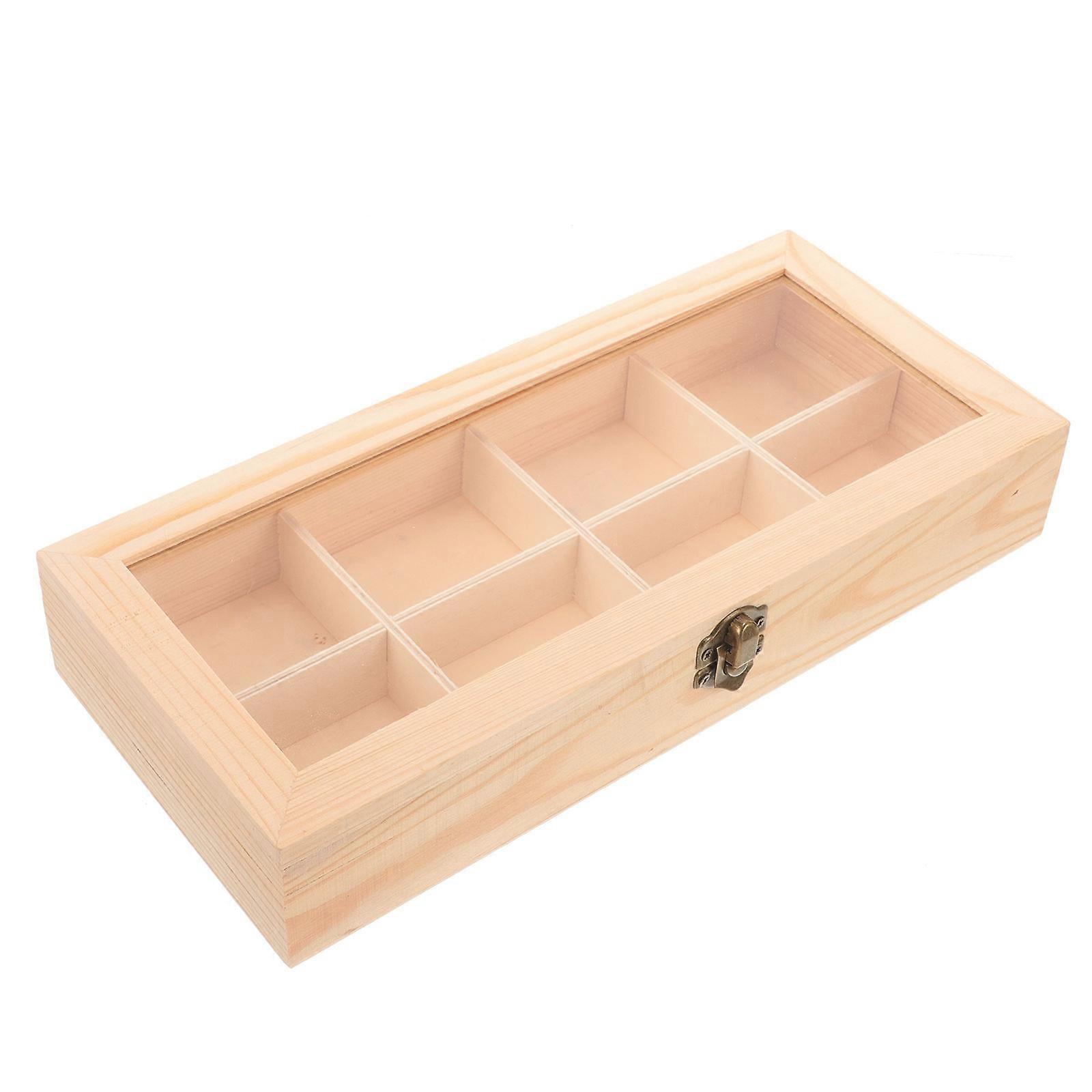 Wooden Storage Box for Organizing 5Pcs Multipurpose Tea Bag Case with Glass Window