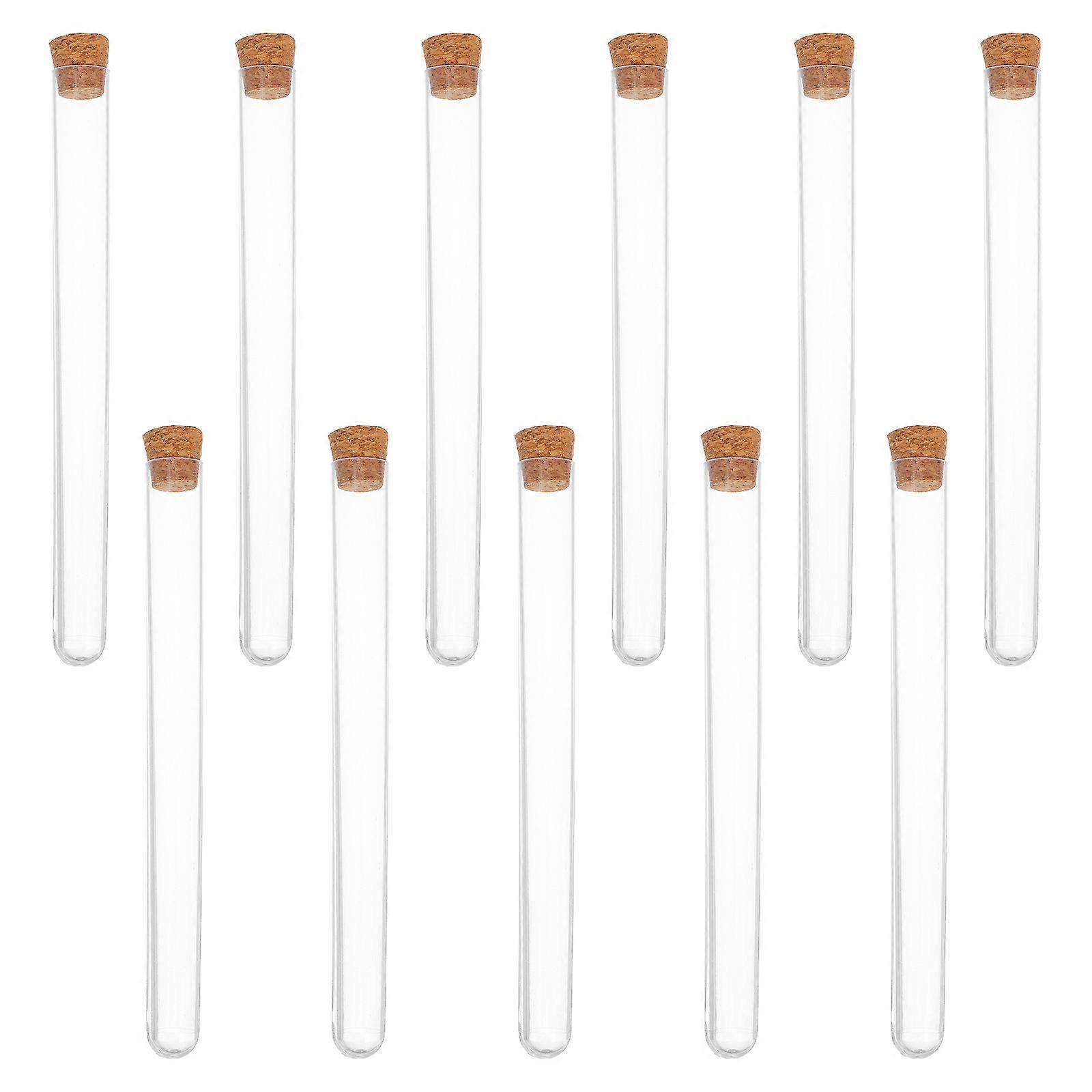 Plastic Test Tube Laboratory Vial for Science Experiment Plant Growth Transparent Material with Stopper 50Pcs