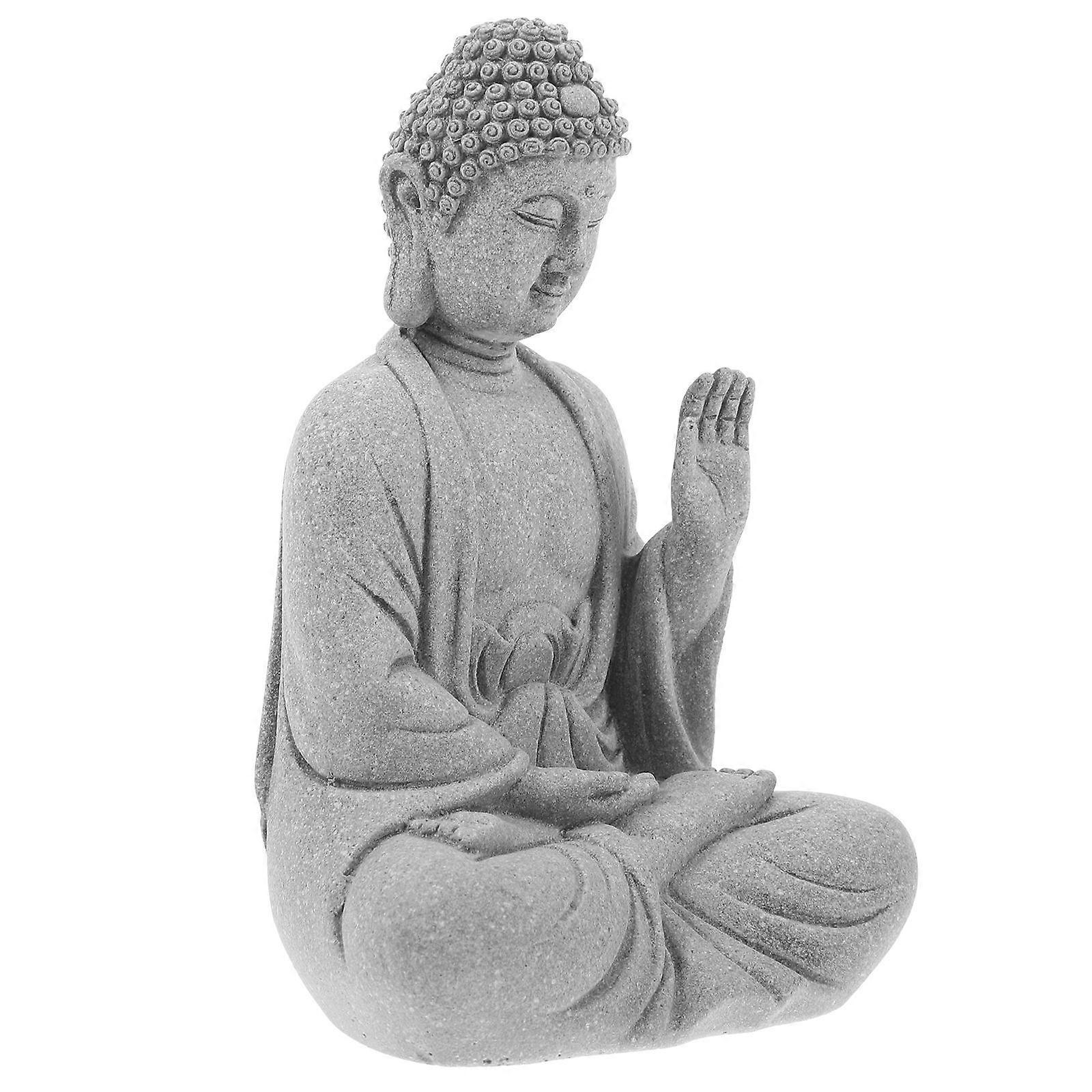 Grey Buddha Statue Figurine Indoor Space Peaceful Meditation Atmosphere 1 Piece