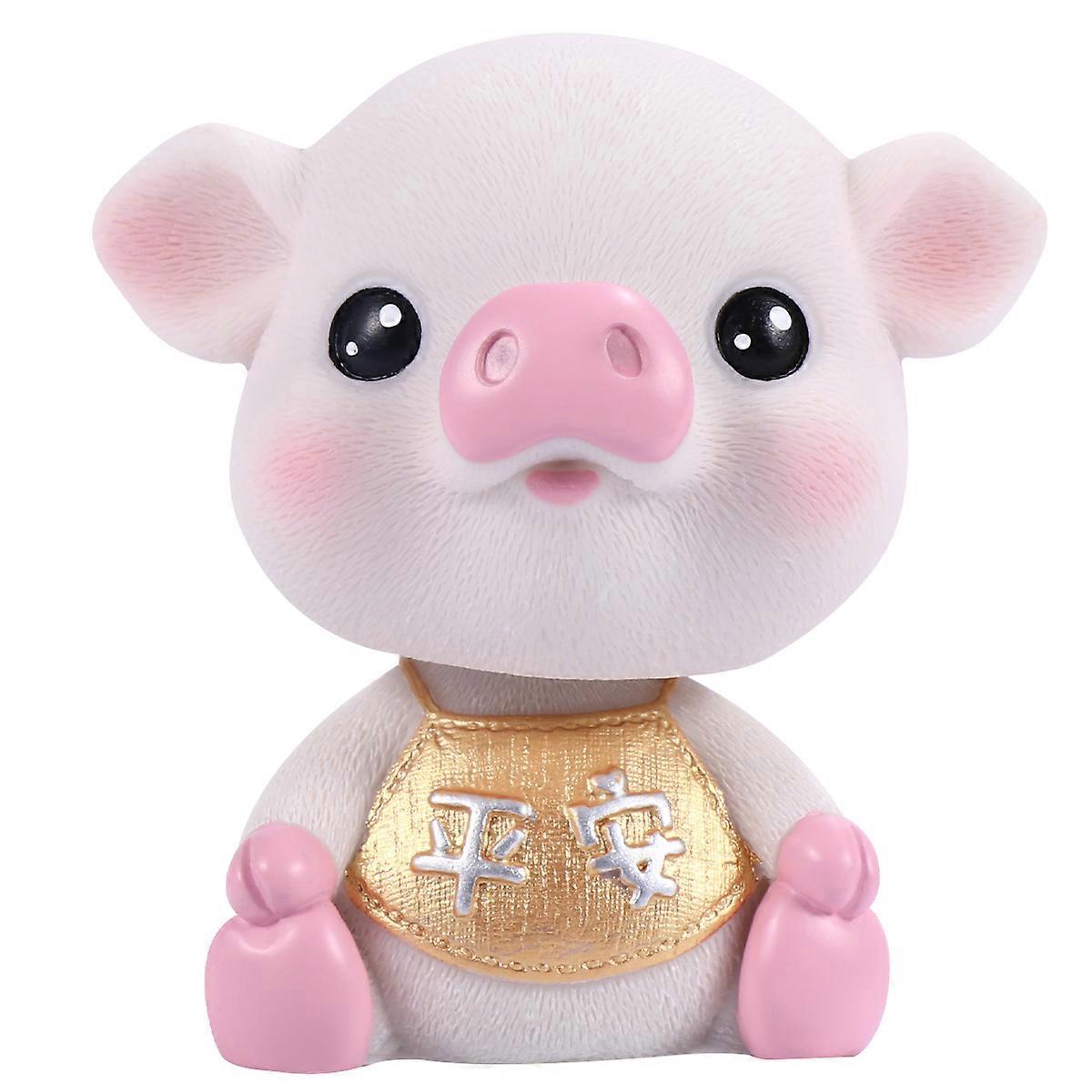 Shaking Head Pig Car Ornament for Dashboard Decoration 2Pcs Set
