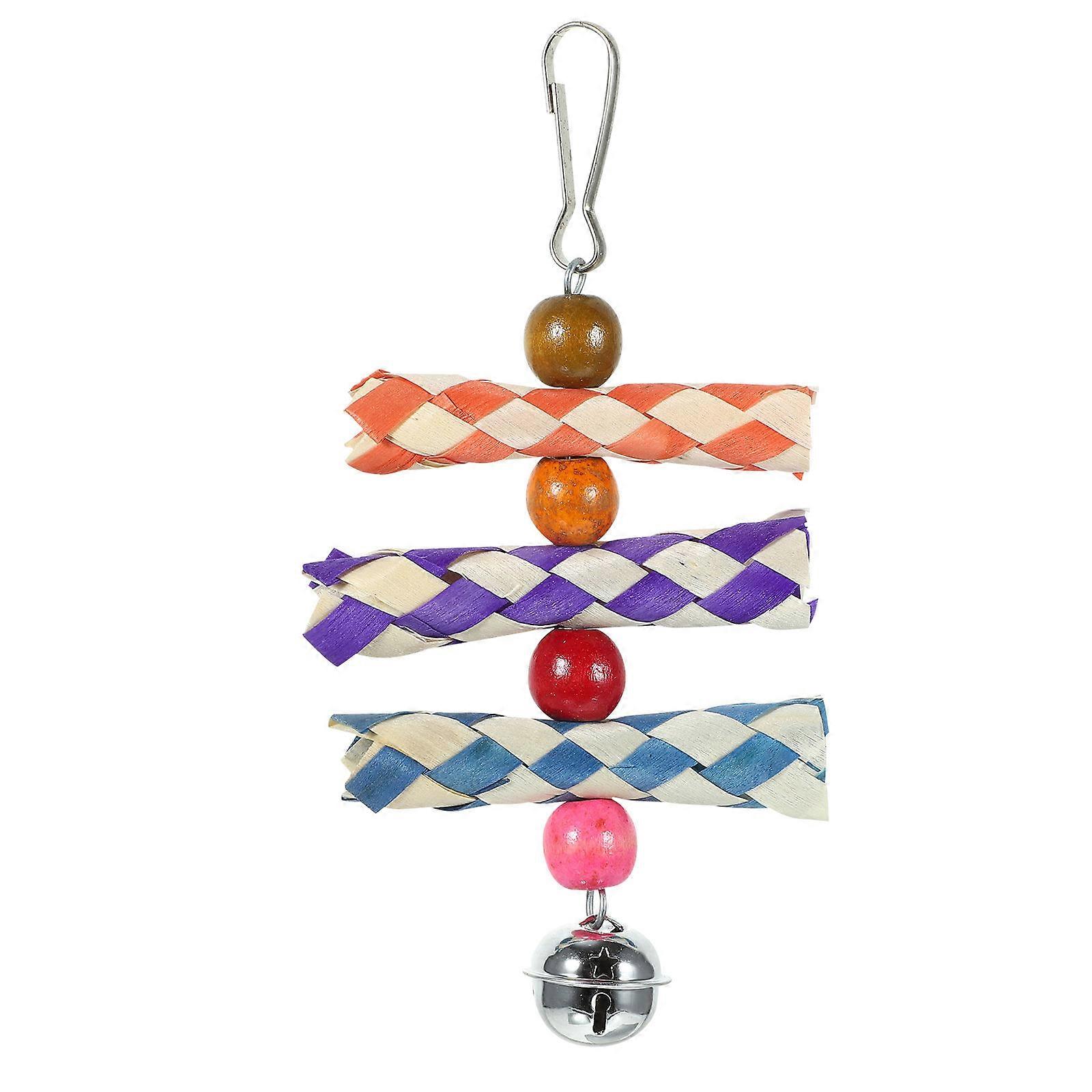 Bird Chew Toy Wooden Parrot Hanging Toy Foraging Durable 1 Piece