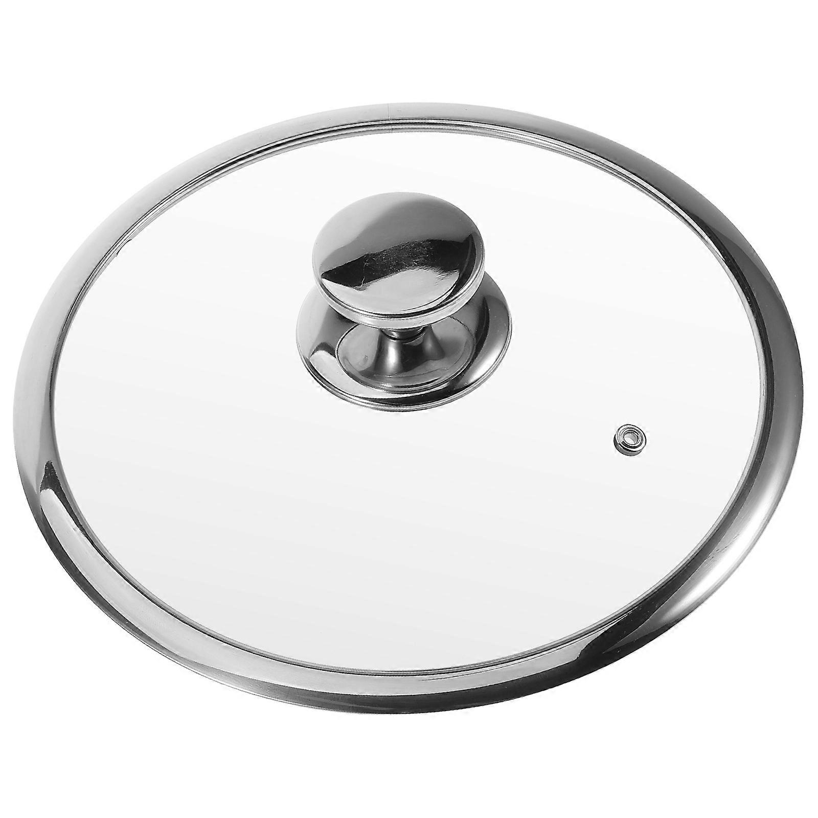 Flat Bottom Lid Replacement Universal Lid For Pots And Pans Round Shape T-Shaped Handle Stainless Steel 1Pack