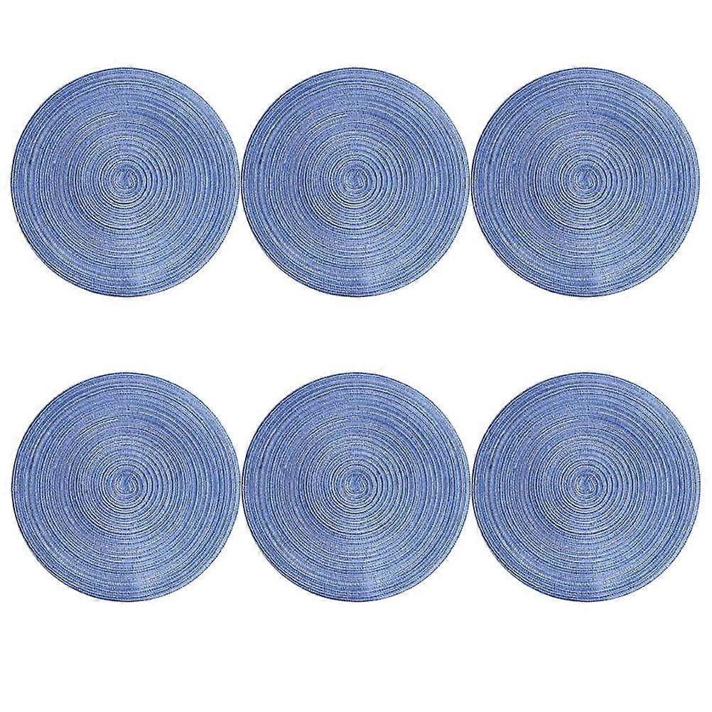 Round Mats For Table Non Slip Placemats Heat Insulation Coasters Pad Blue Large Size 6Pcs