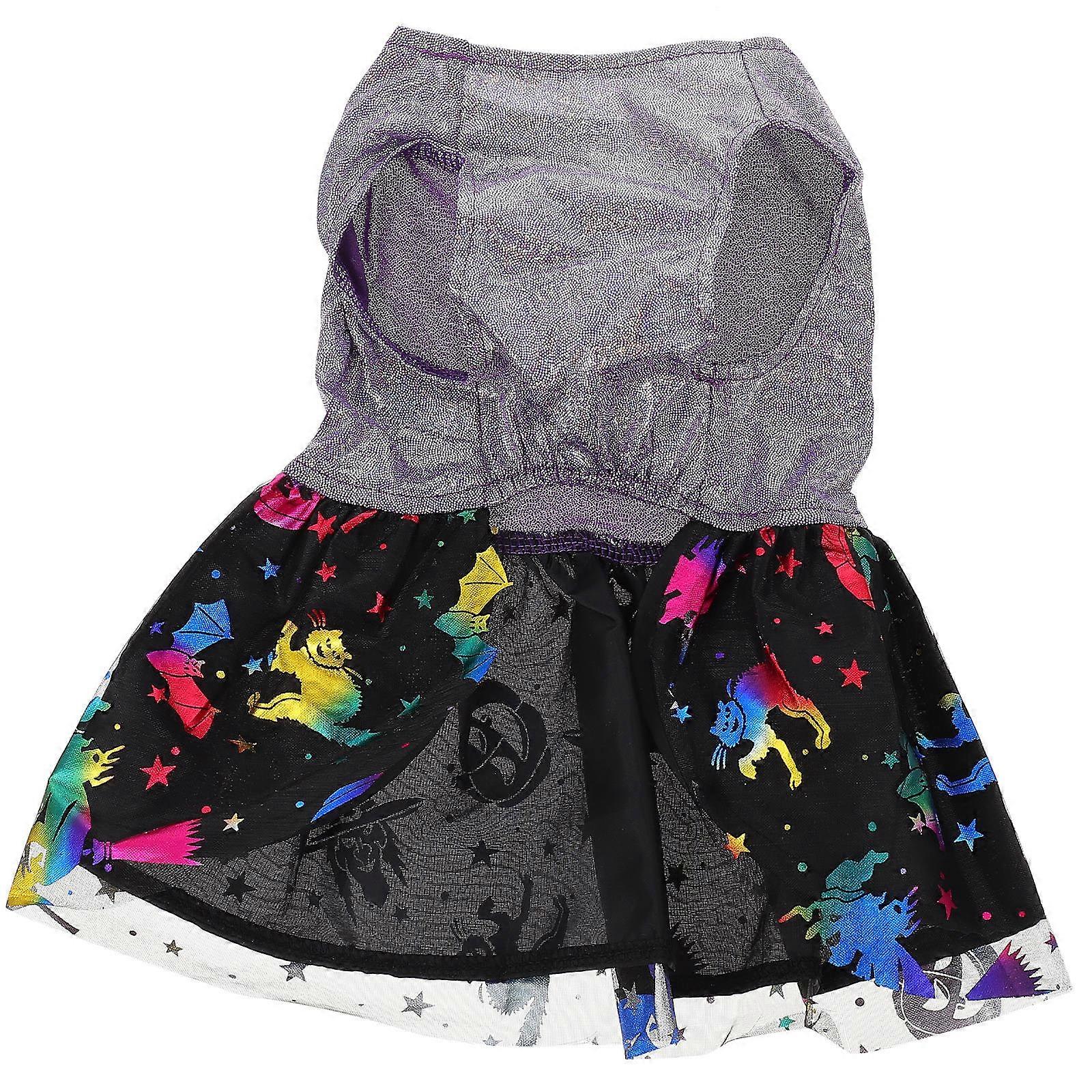 Halloween Dog Skirt for Pet Use with Spiderweb Print Party Dress
