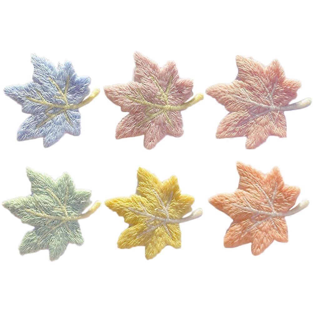 Assorted Color Maple Leaf Hair Clips for Decoration 6Pcs Fabric Set