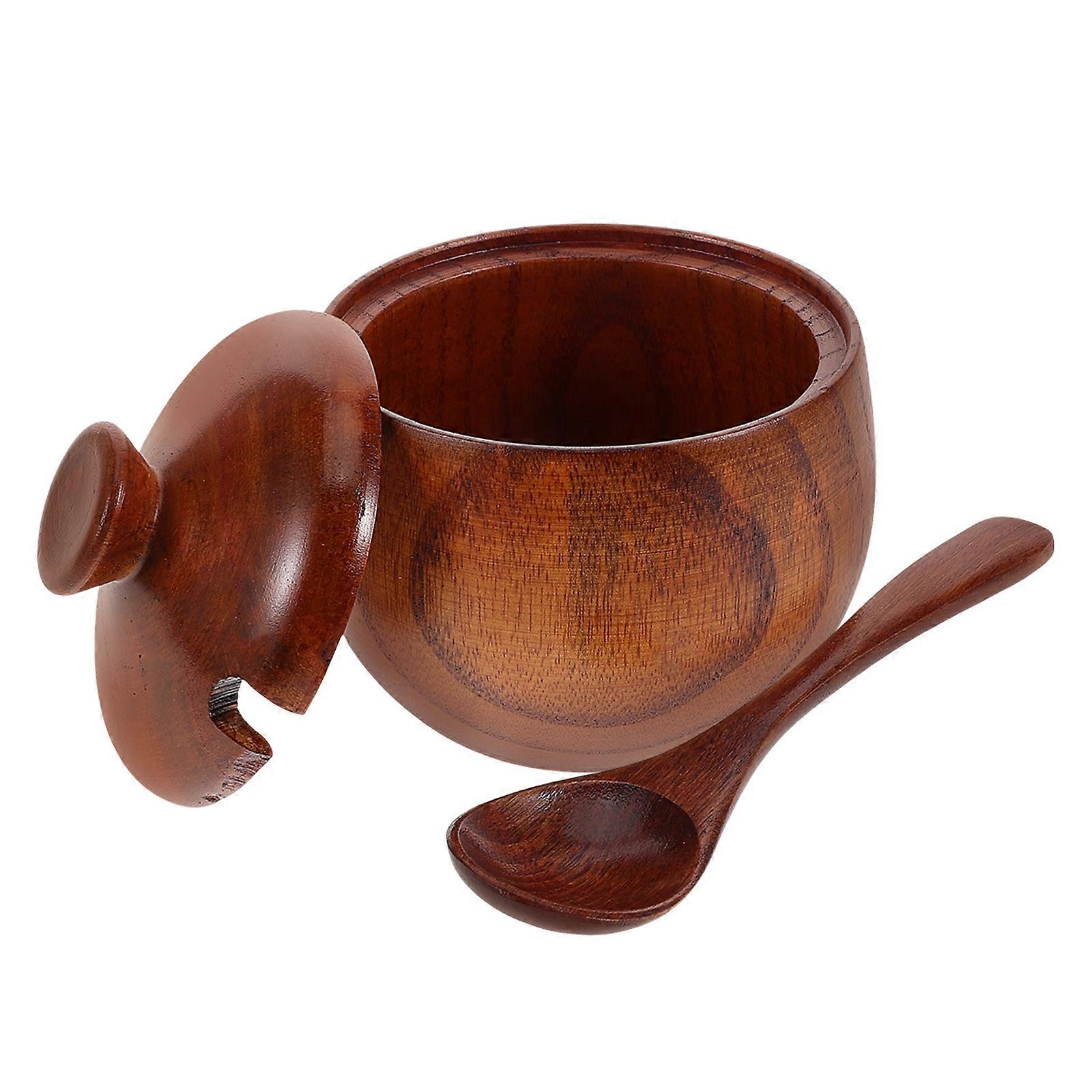 3Pcs Rectangular Salt Container With Lid Perfect For Homeowners Families 9X8X6Cm Wooden Design