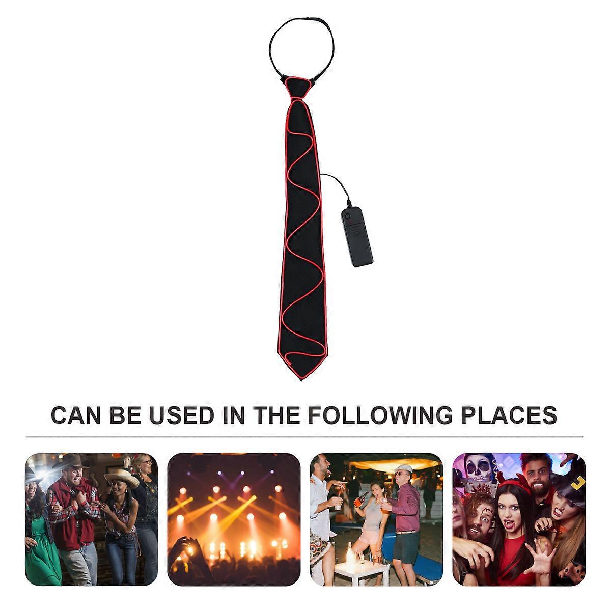 Shiny LED Tie Costume Accessory For Gatherings And Festivals In Vibrant Pink Color Made Of Polyester And Plastic 2Pcs