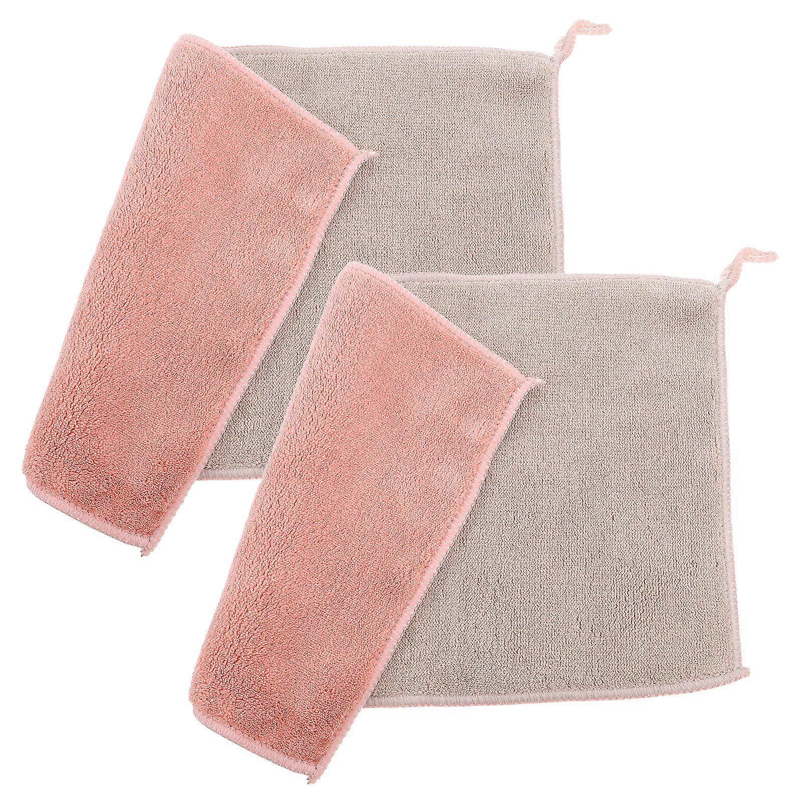 Khaki Kitchen Dishwashing Rag for Absorbent 4Pcs Set